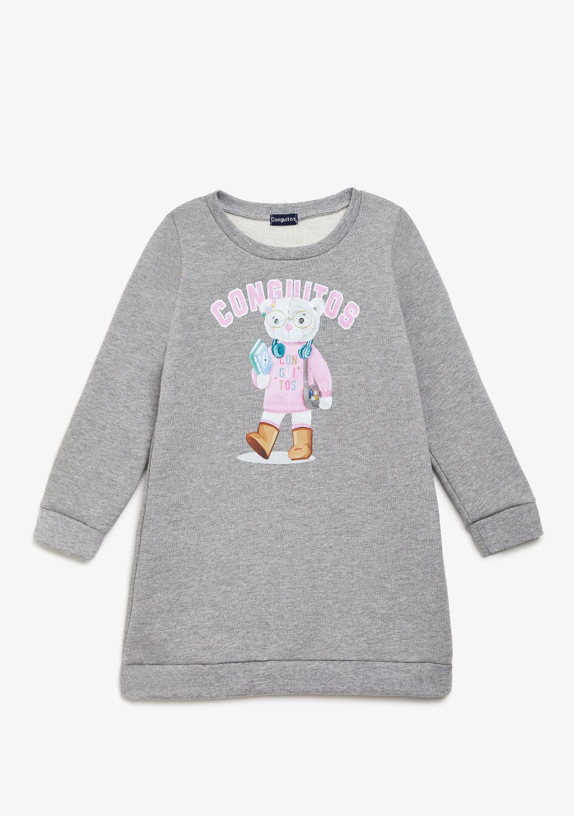 Grey Teddy Bear Sweatshirt Dress - Image 2