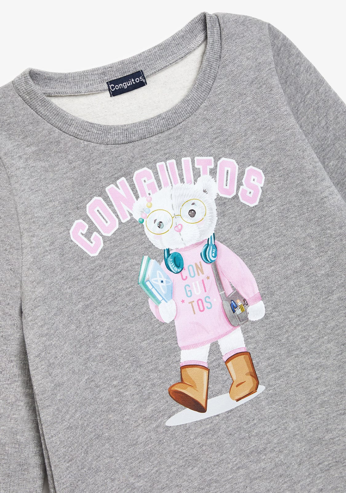 Grey Teddy Bear Sweatshirt Dress - Image 3