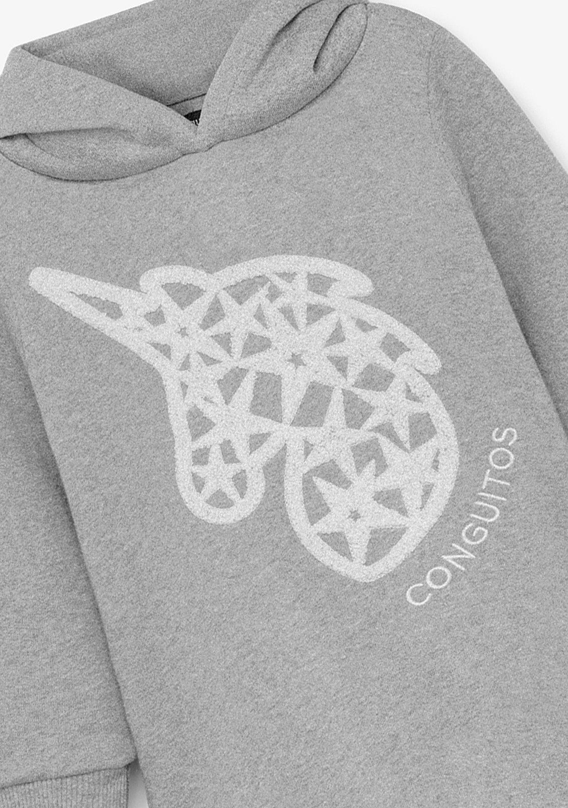Grey Hoodie Unicorn Sweatshirt Dress - Image 2