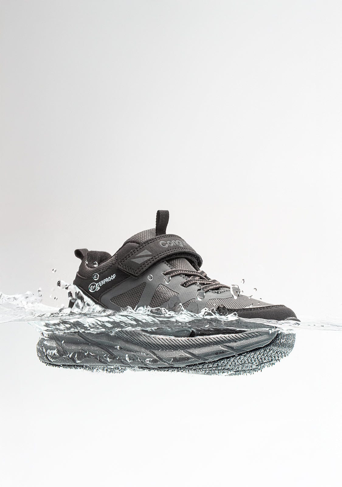 Grey Waterproof High Strap Sneakers - Image 2