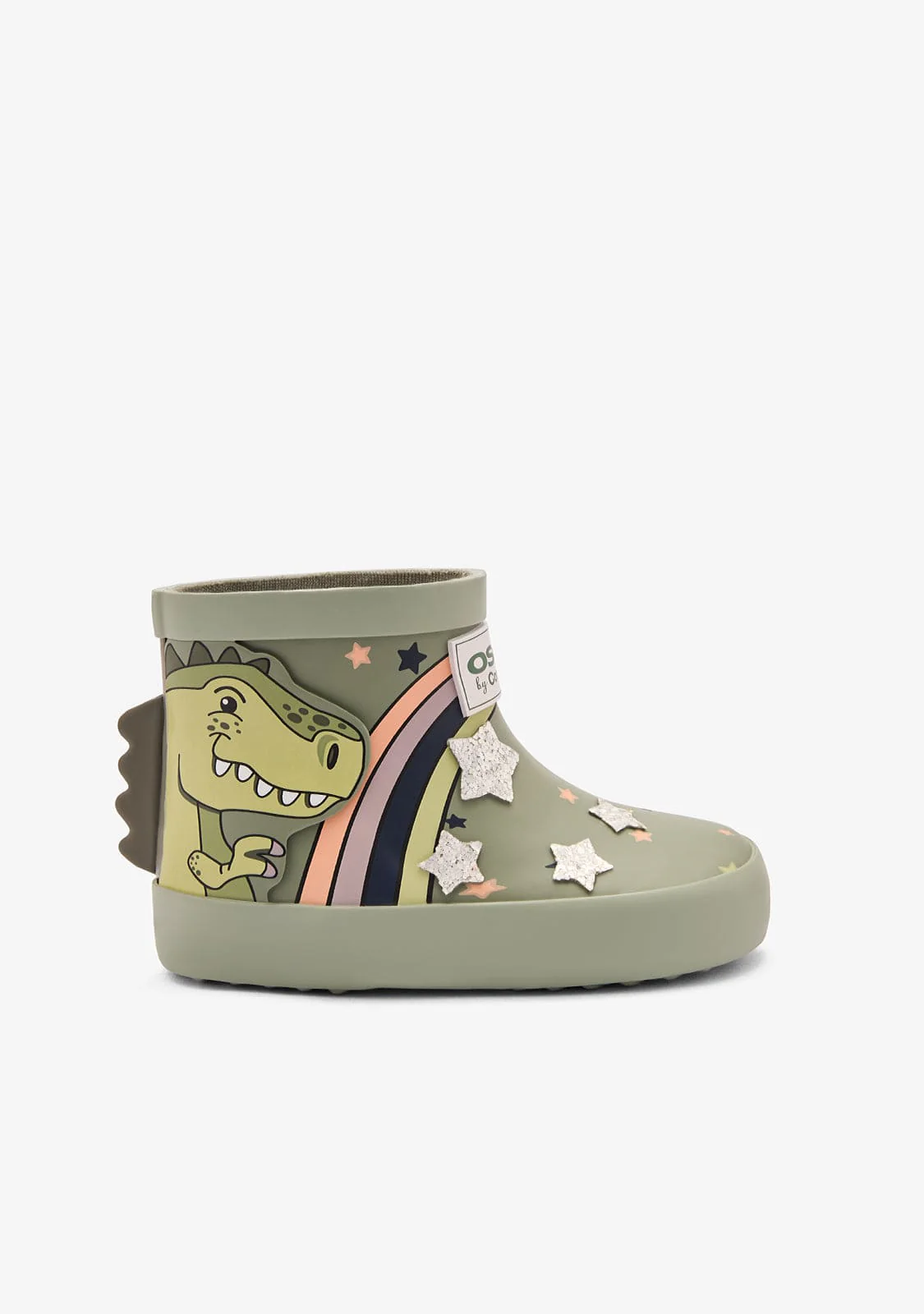 Khaki Rain Dinosaur Boots