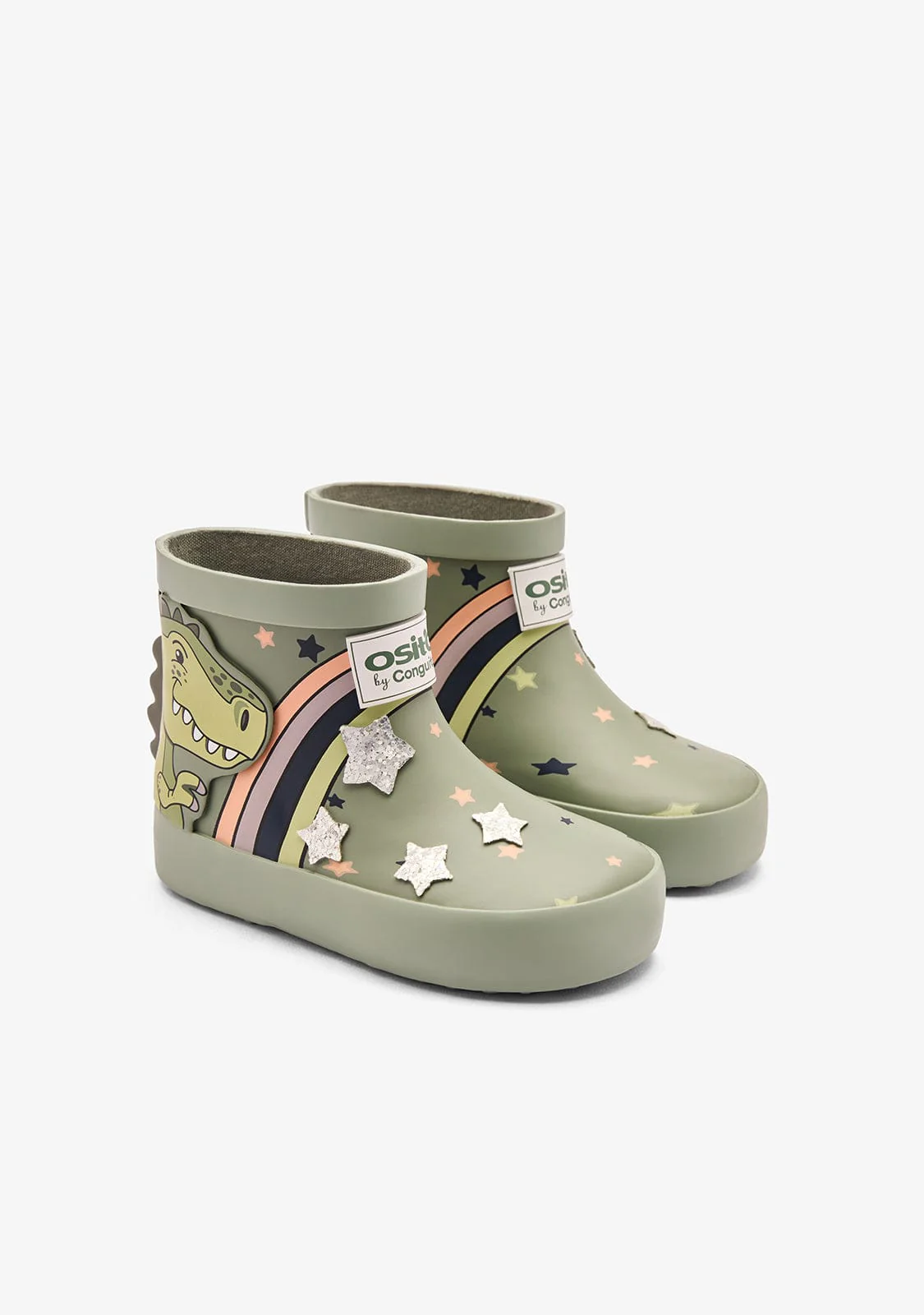 Khaki Rain Dinosaur Boots - Image 2