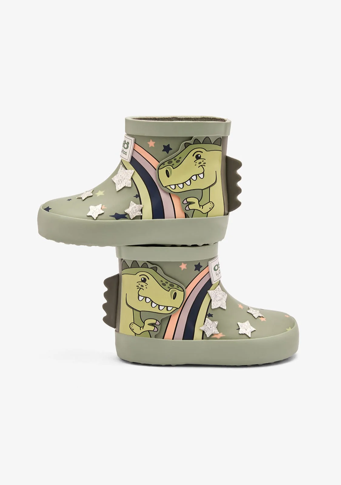 Khaki Rain Dinosaur Boots - Image 3