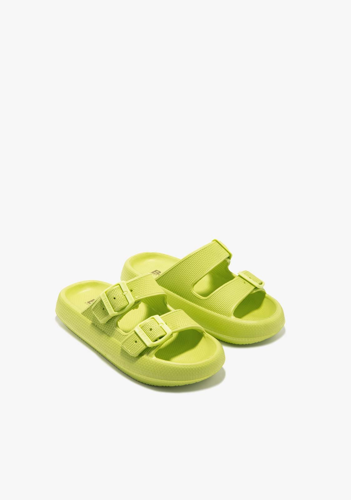 Lime Double Buckle Slides - Image 2