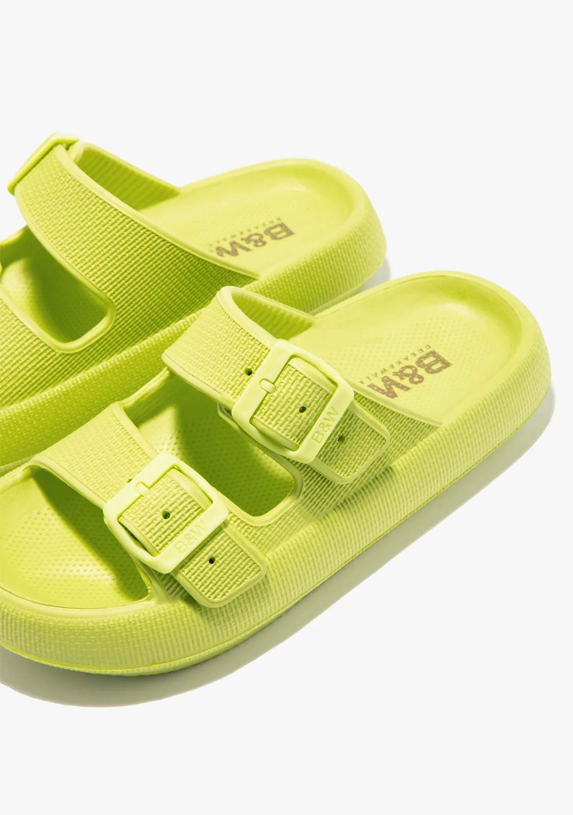 Lime Double Buckle Slides - Image 3