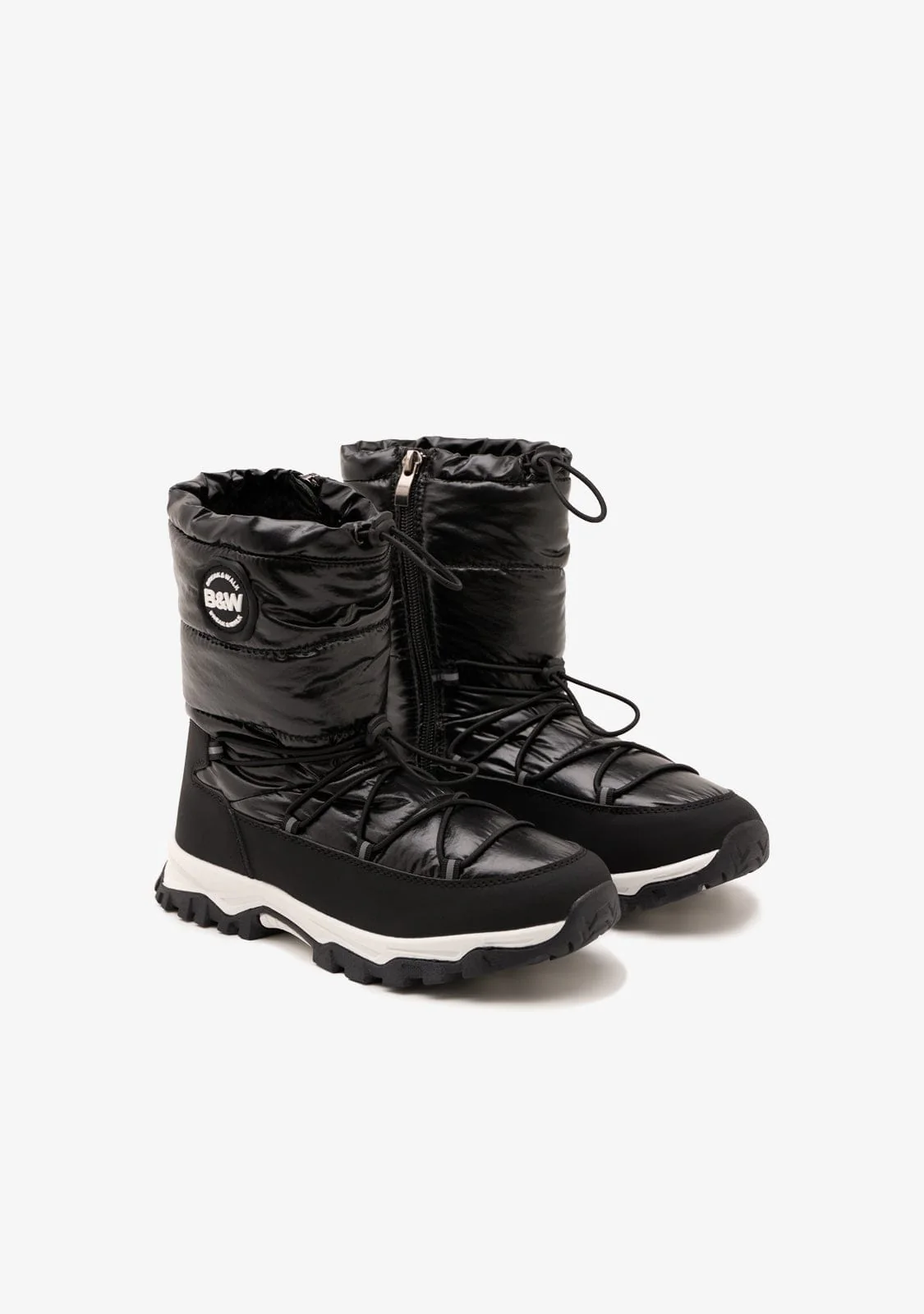 Black Track Padded Boots B&W - Image 2