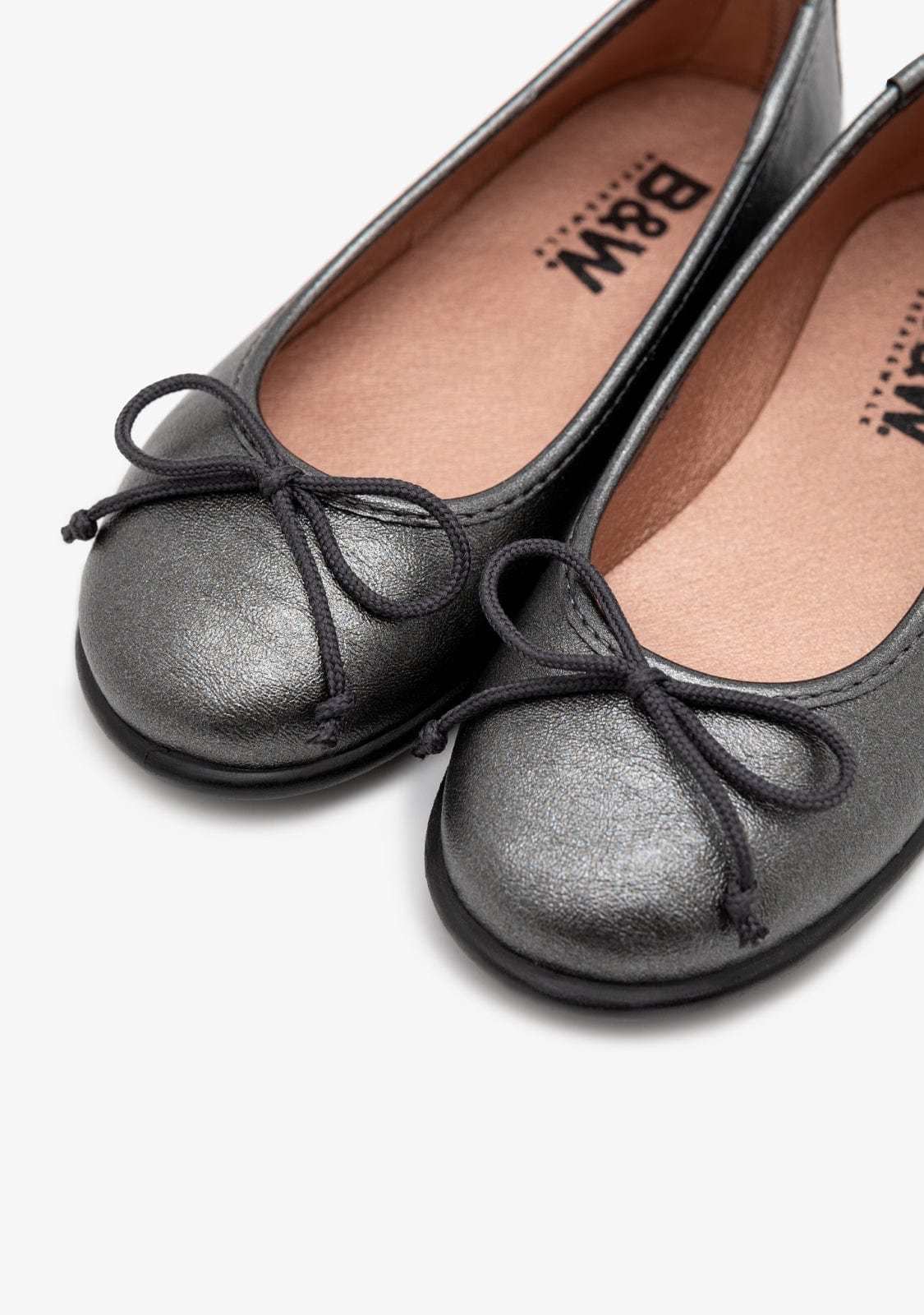 Metallic Lead Ballerinas B&W - Image 3