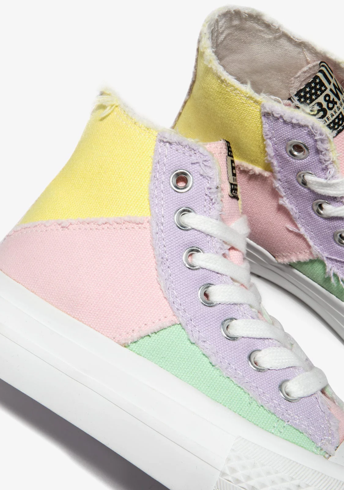 Multi Patchwork Hi-Top Sneakers B&W - Image 3