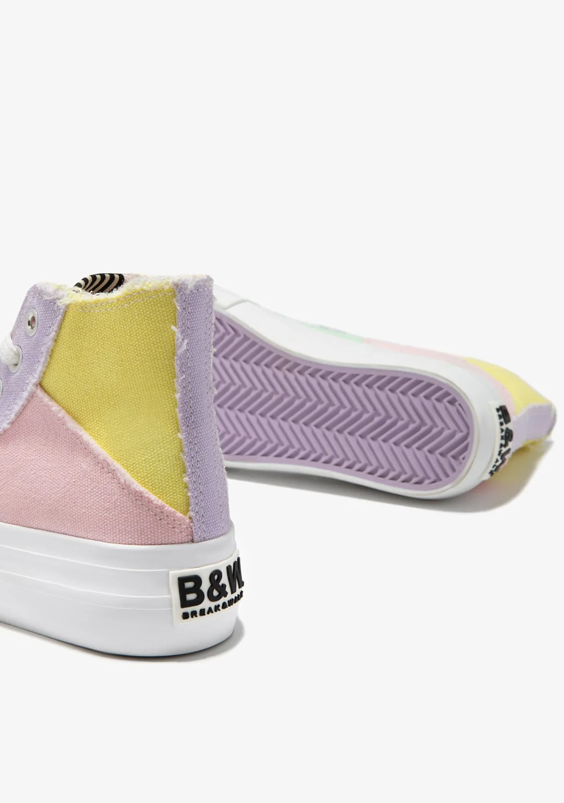 Multi Patchwork Hi-Top Sneakers B&W - Image 4