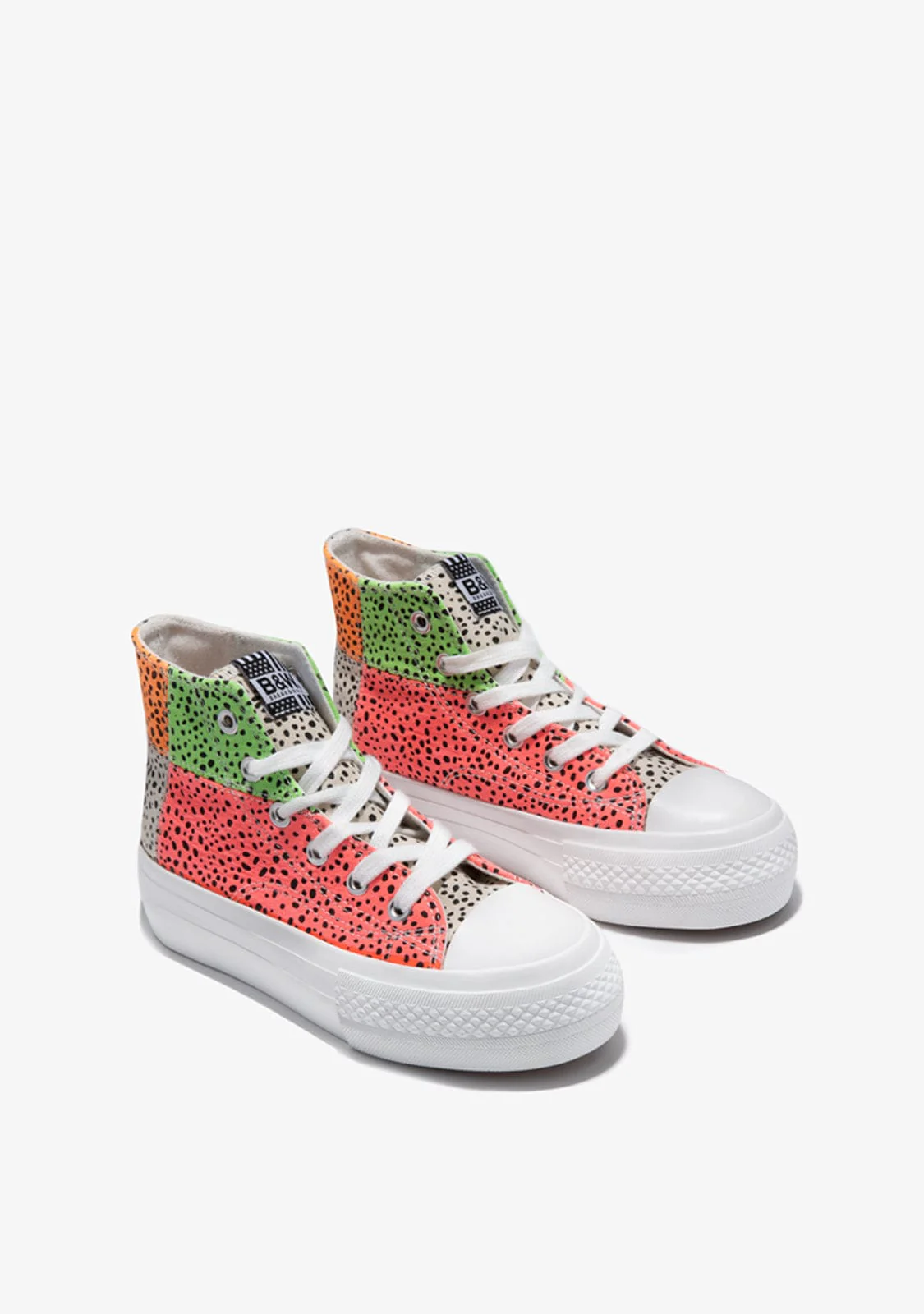 Multicolour Patchwork High Top Sneakers B&W - Image 3