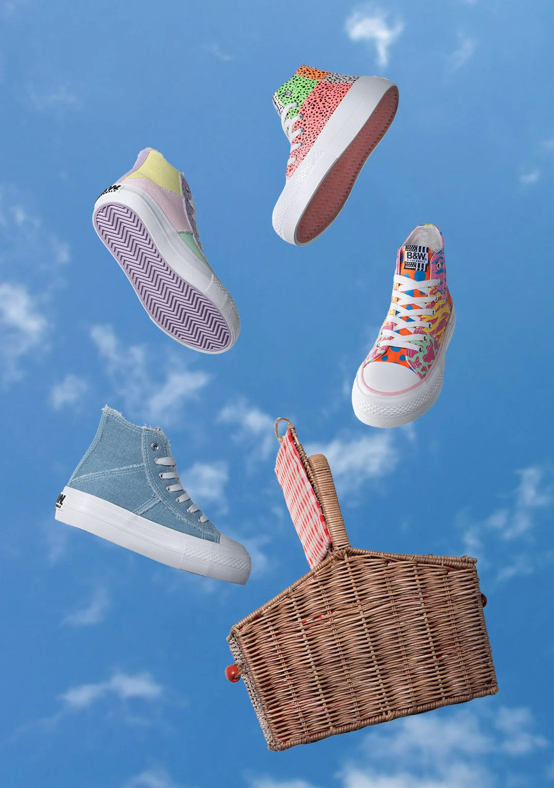Multicolour Patchwork High Top Sneakers B&W - Image 4