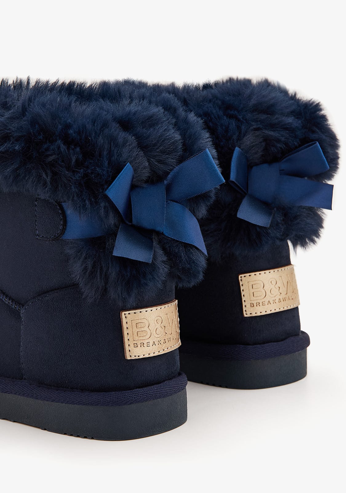 Navy Bow Fur Australian Boots Water Repellent B&W - Image 3