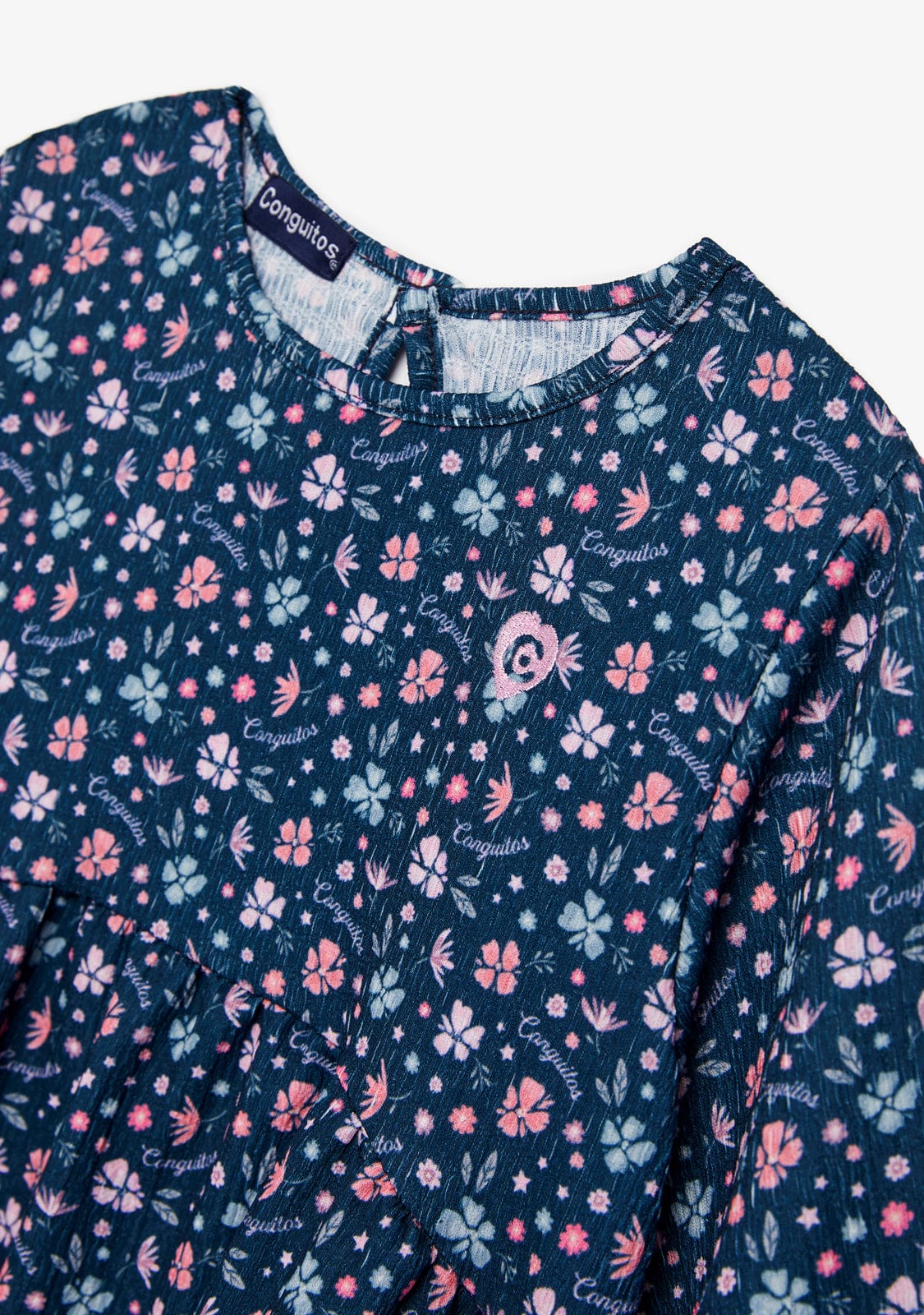 Navy Flowers Printed Dress - Image 3