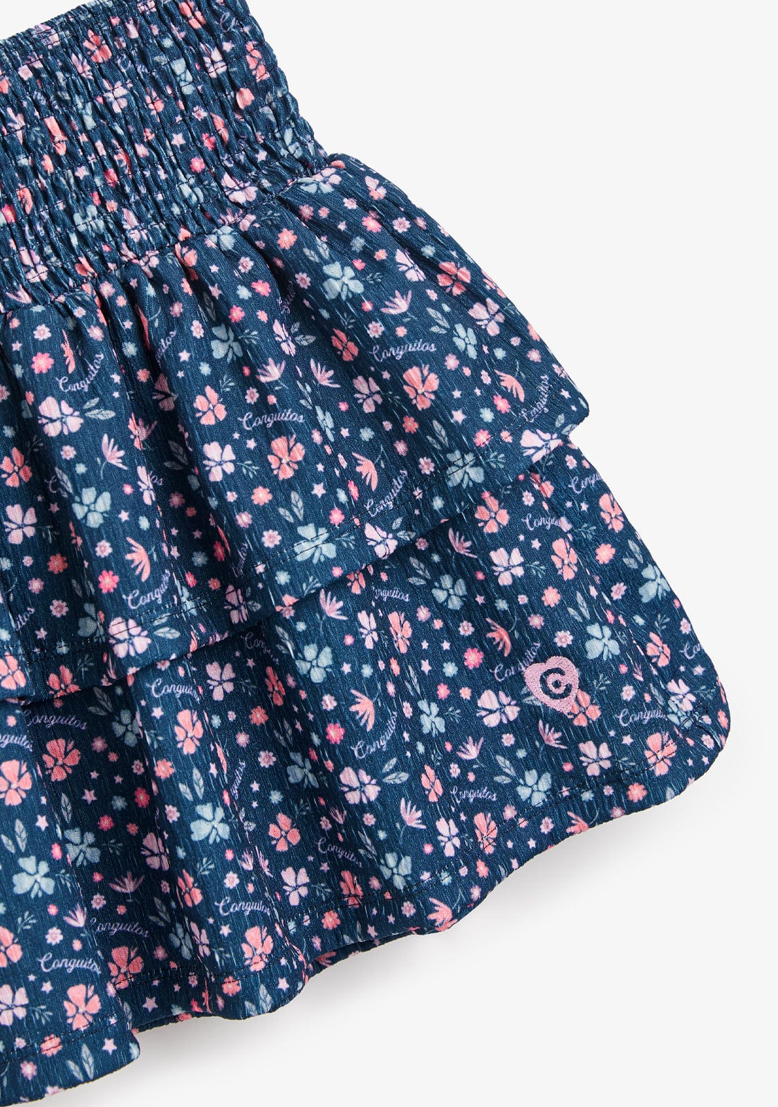 Navy Flowers Ruffles Skirt - Image 3