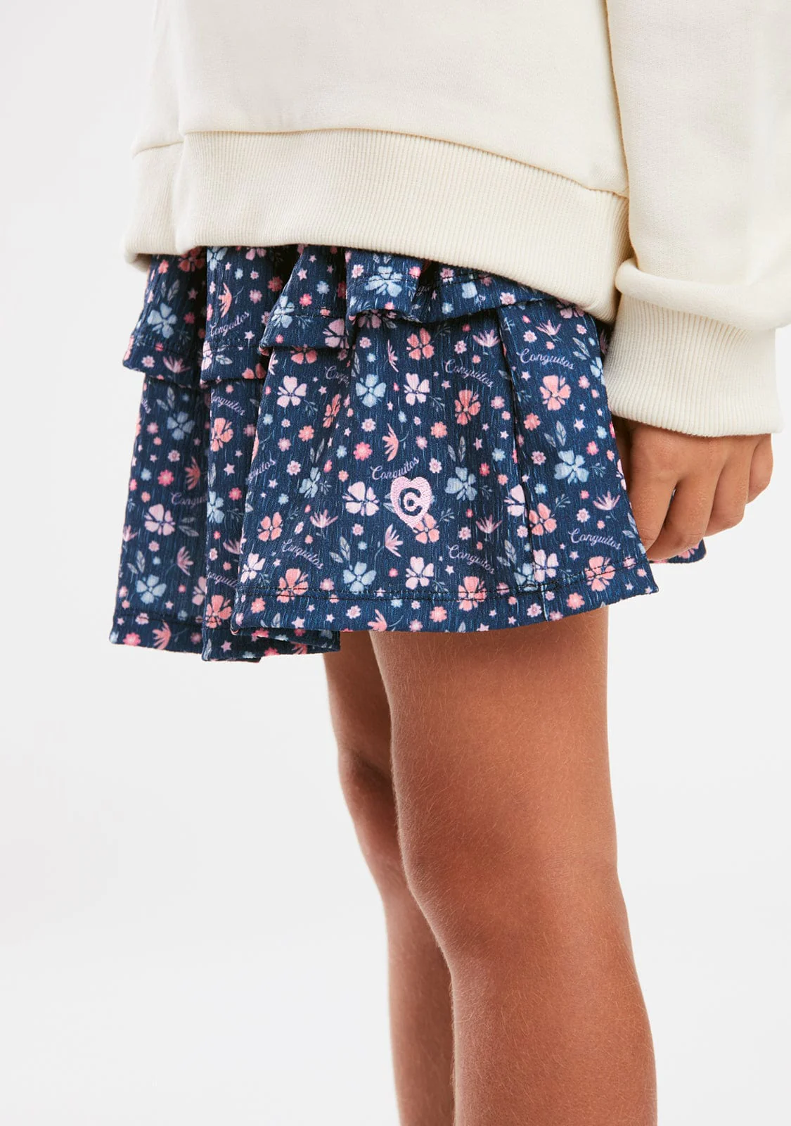 Navy Flowers Ruffles Skirt - Image 4