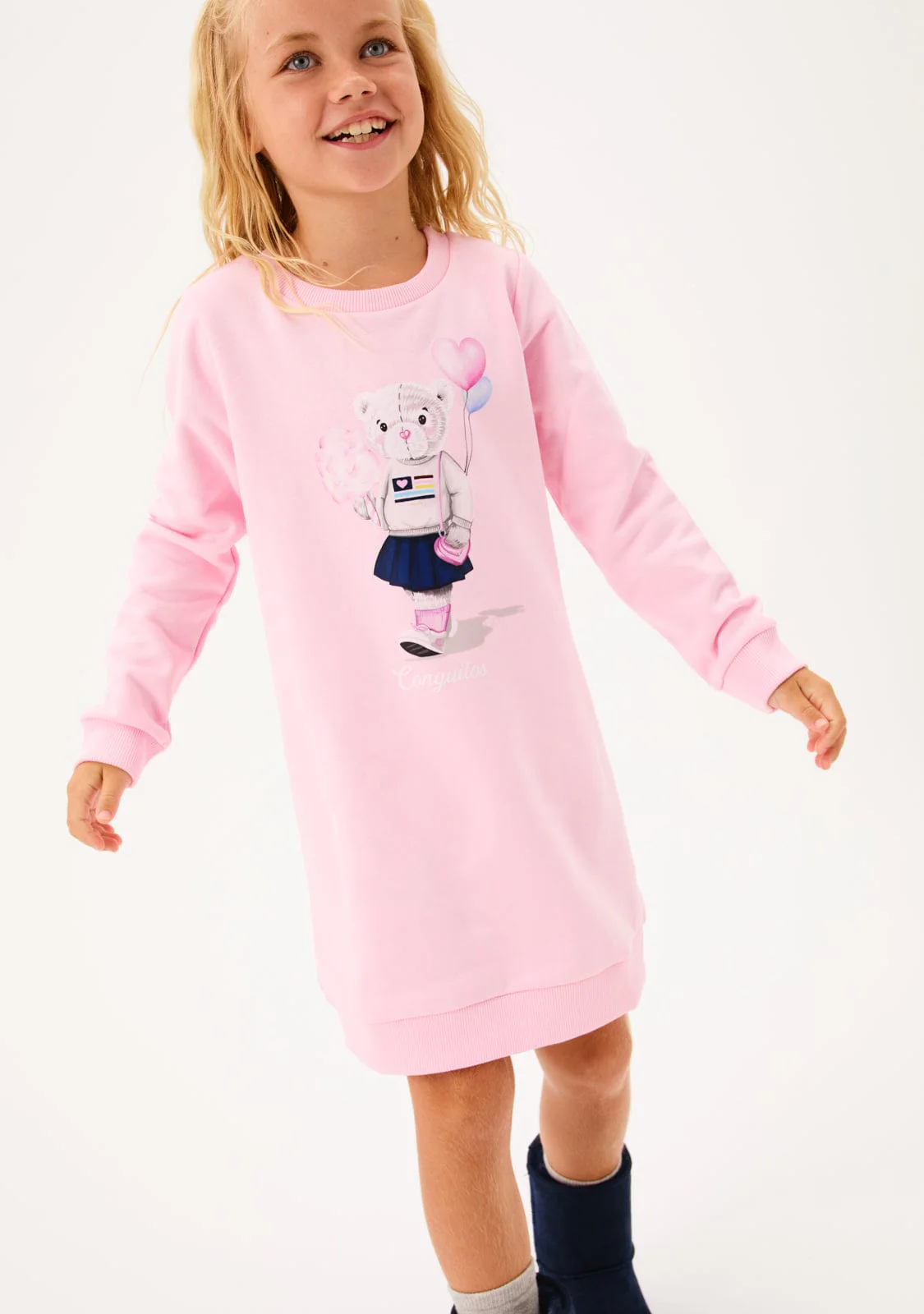Pink Bear Sweatshirt Dress