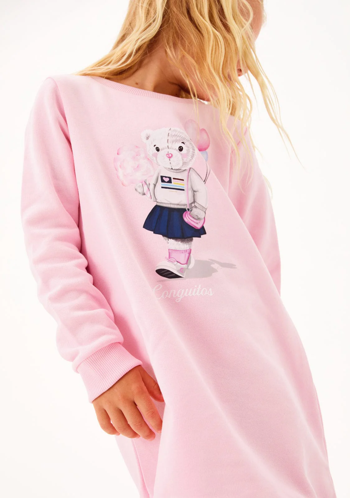 Pink Bear Sweatshirt Dress - Image 5