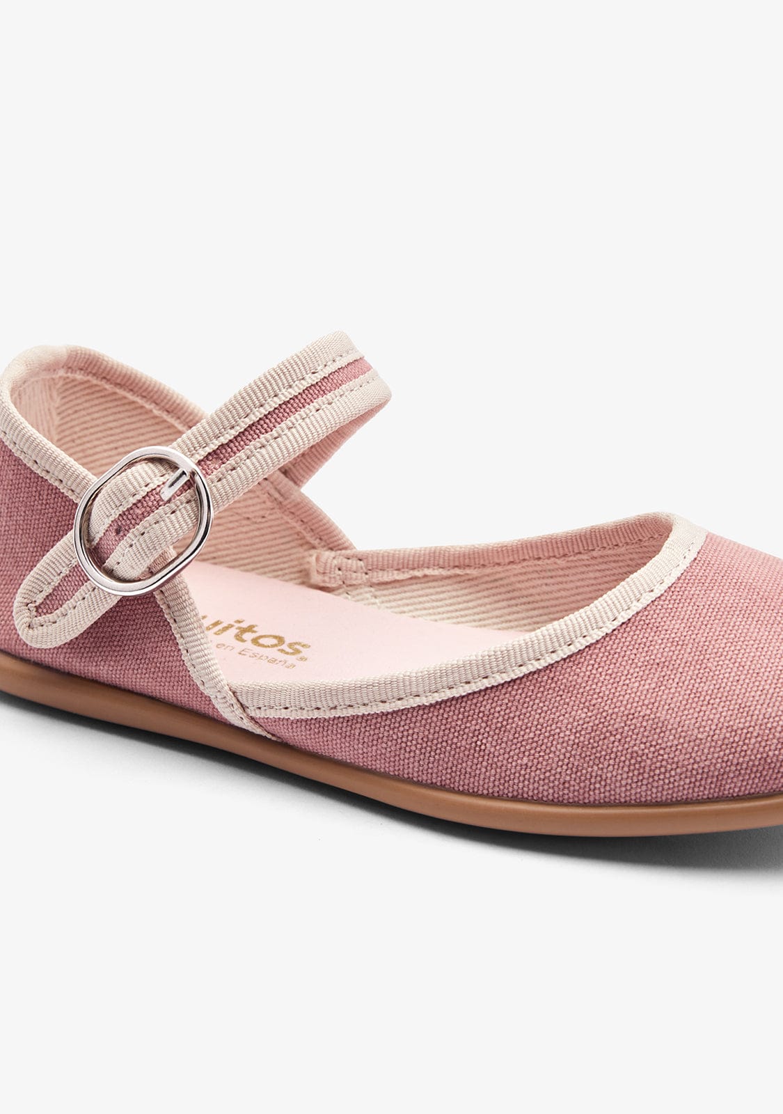 Pink Buckle Canvas Ballerinas - Image 3
