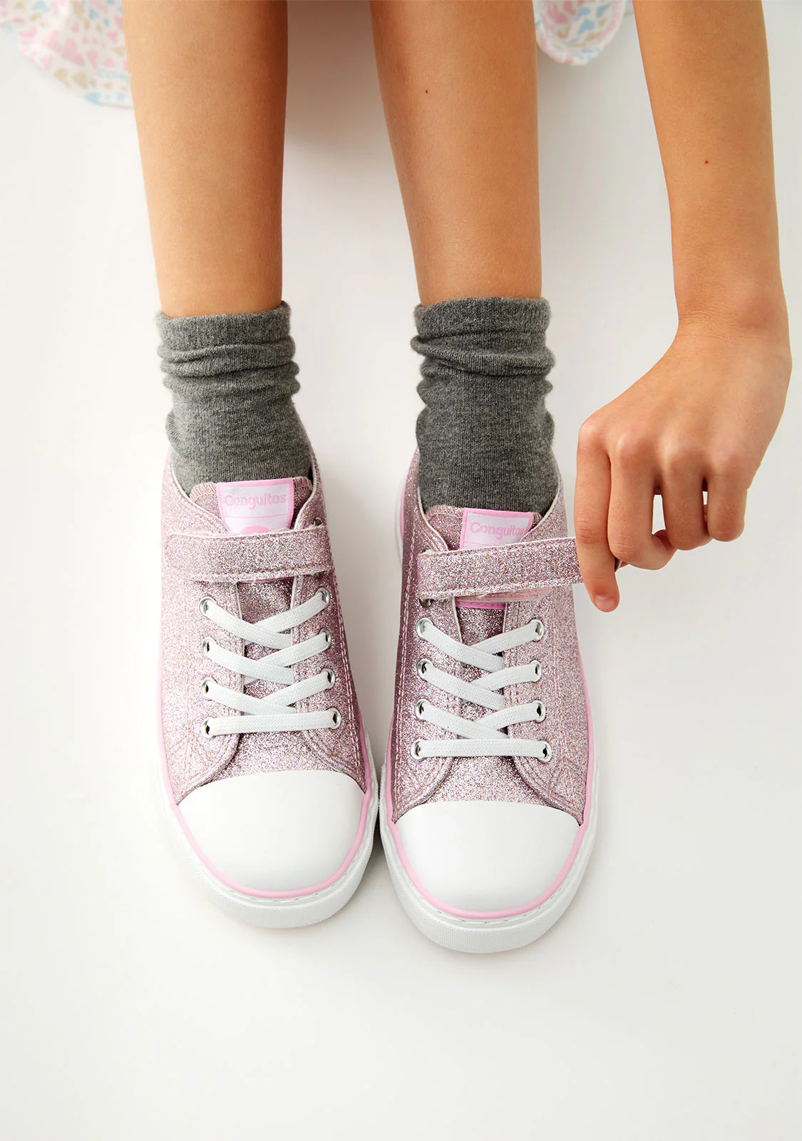 Pink Glitter Canvas Sneakers - Image 5