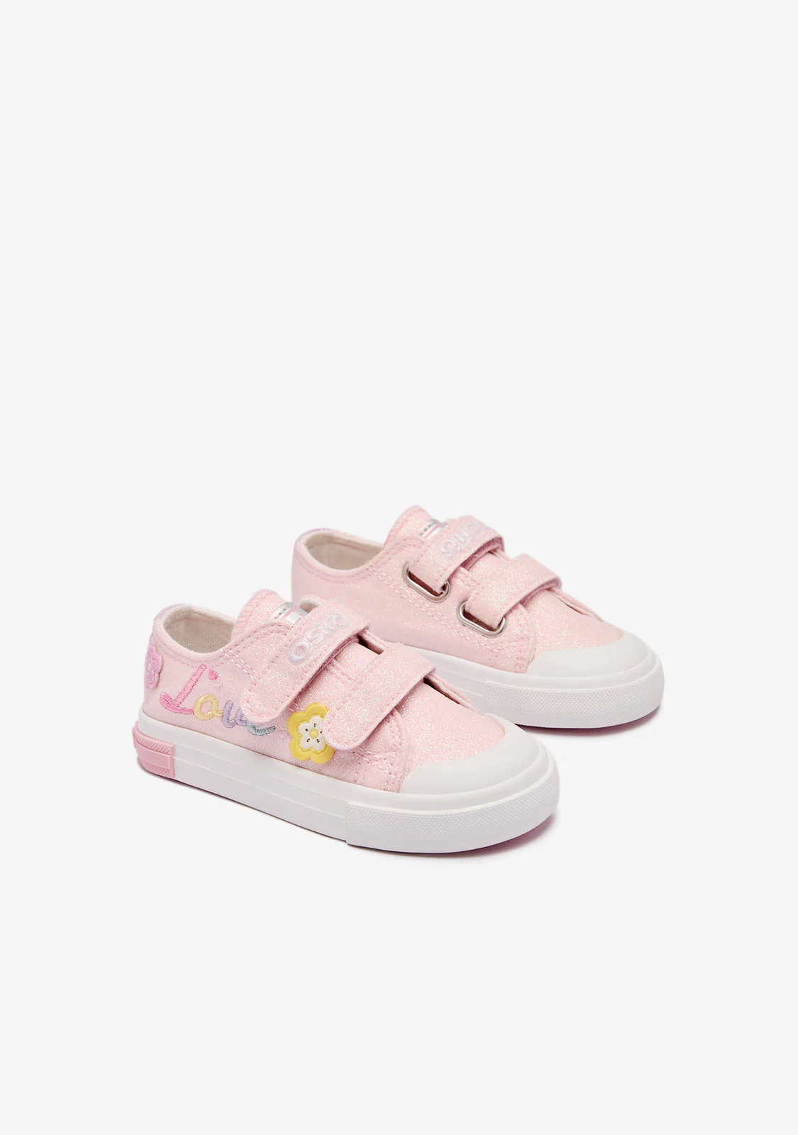 Pink Glitter Flower Baby Sneakers - Image 2