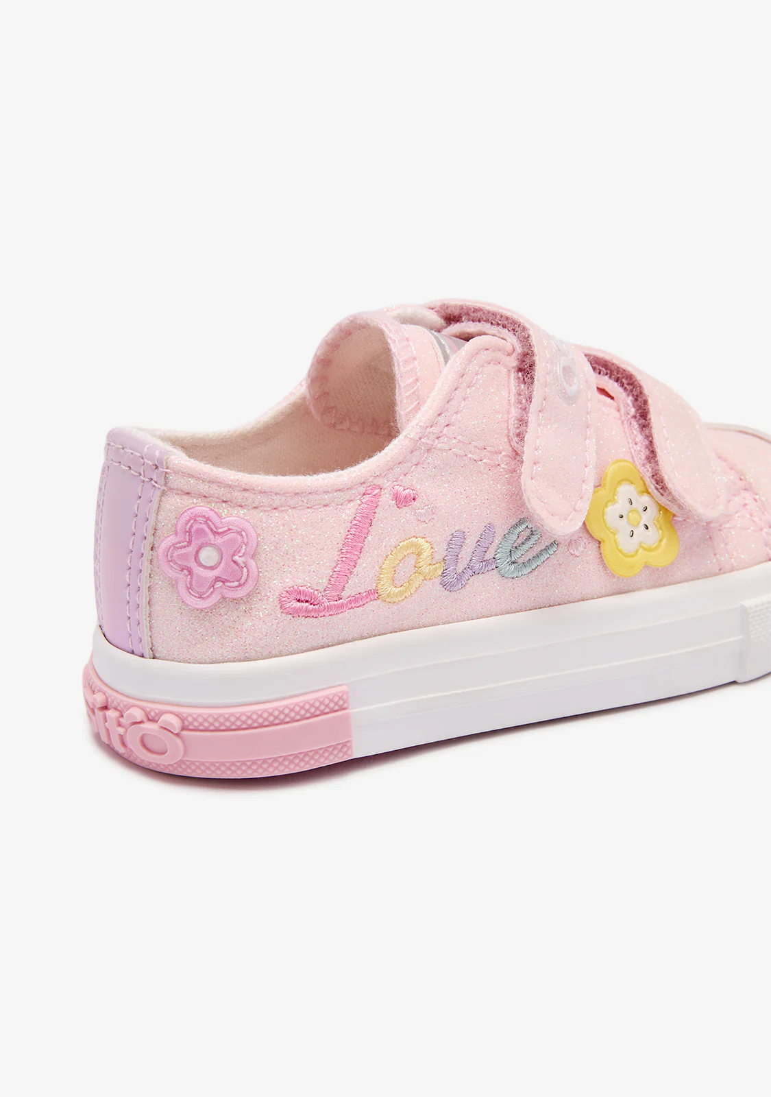 Pink Glitter Flower Baby Sneakers - Image 4