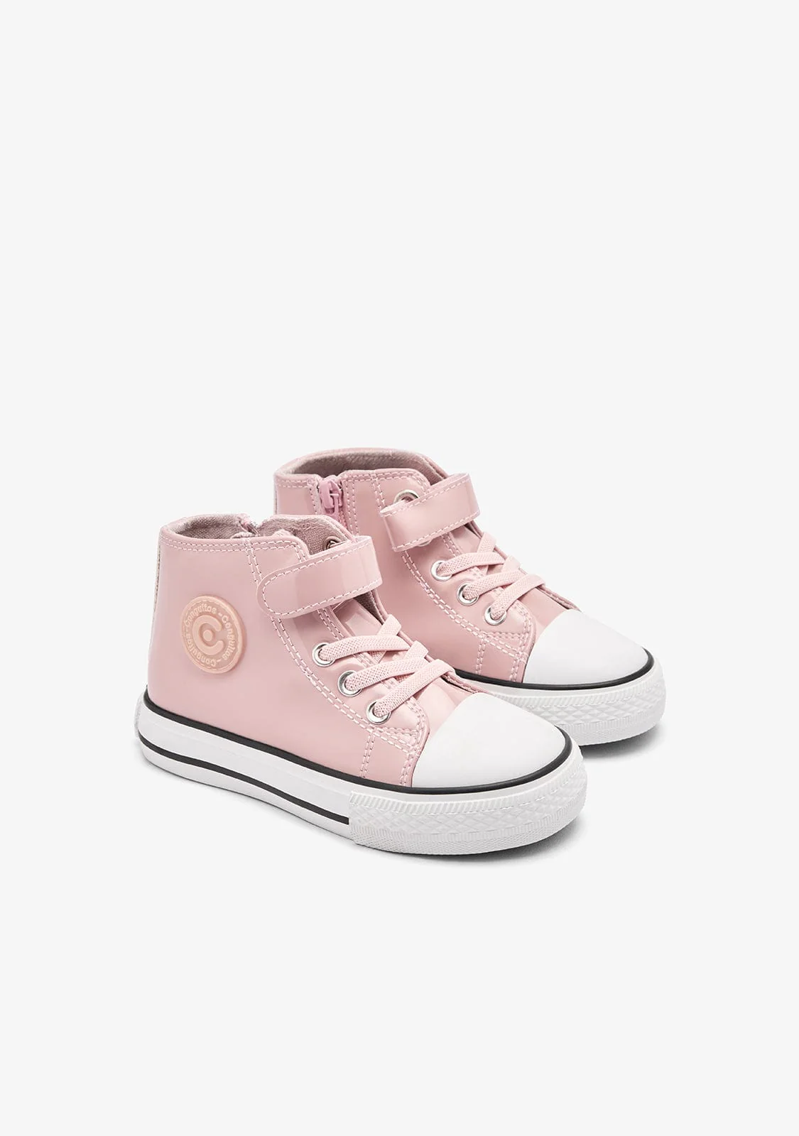 Pink Patent High Strap Sneakers - Image 2