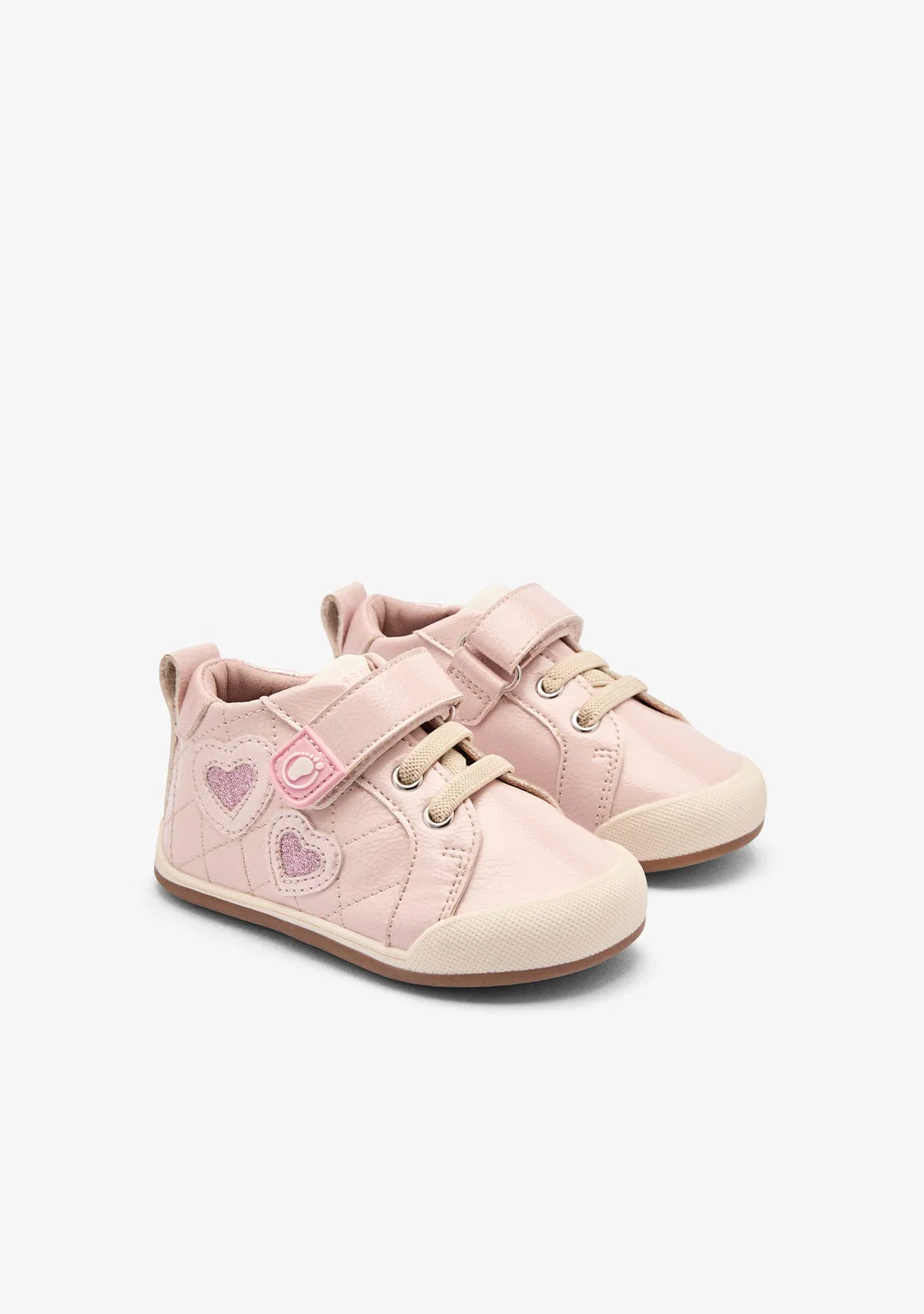 Pink Barefoot Hearts Patent Casual Sneakers - Image 2
