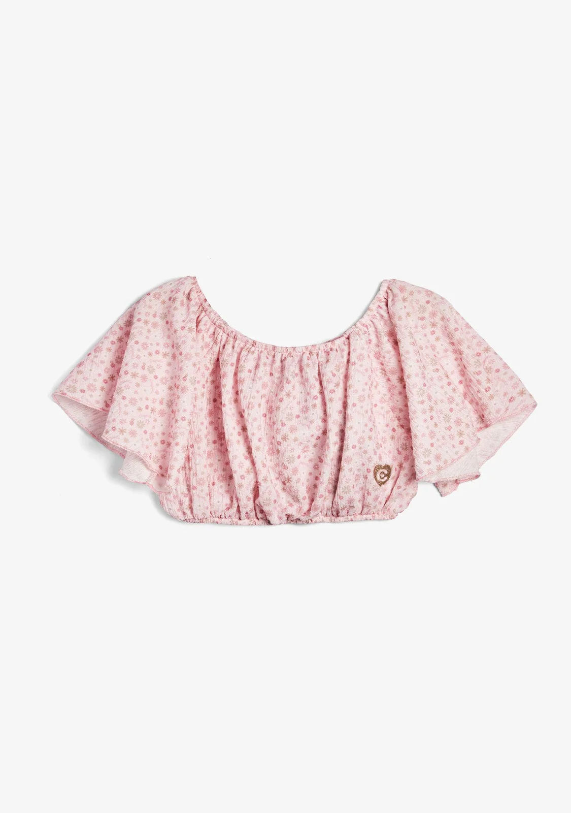 Pink Shoulders Flowers T-Shirt
