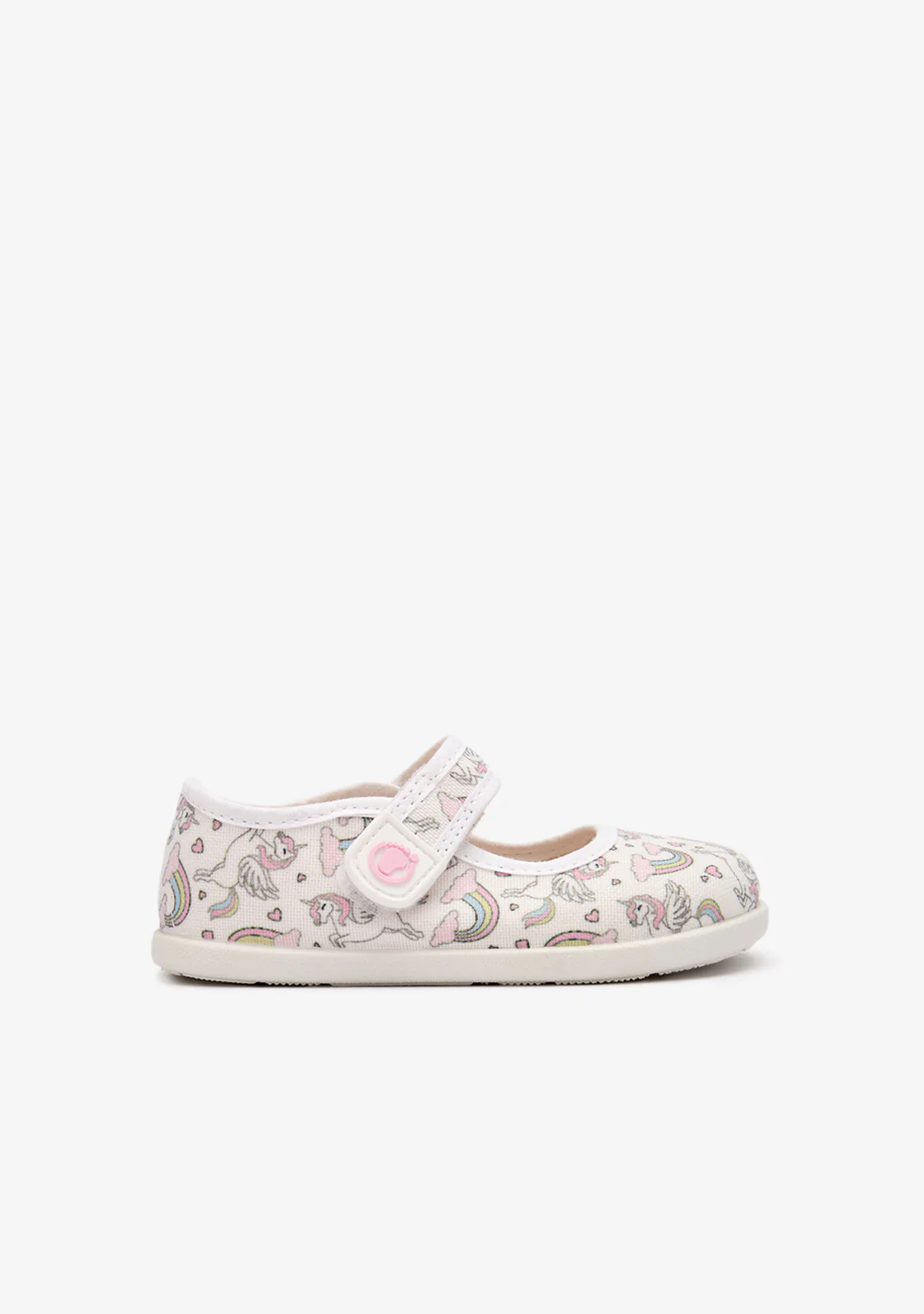 Baby´s Rainbow Unicorn Canvas Barefoot Mary Janes