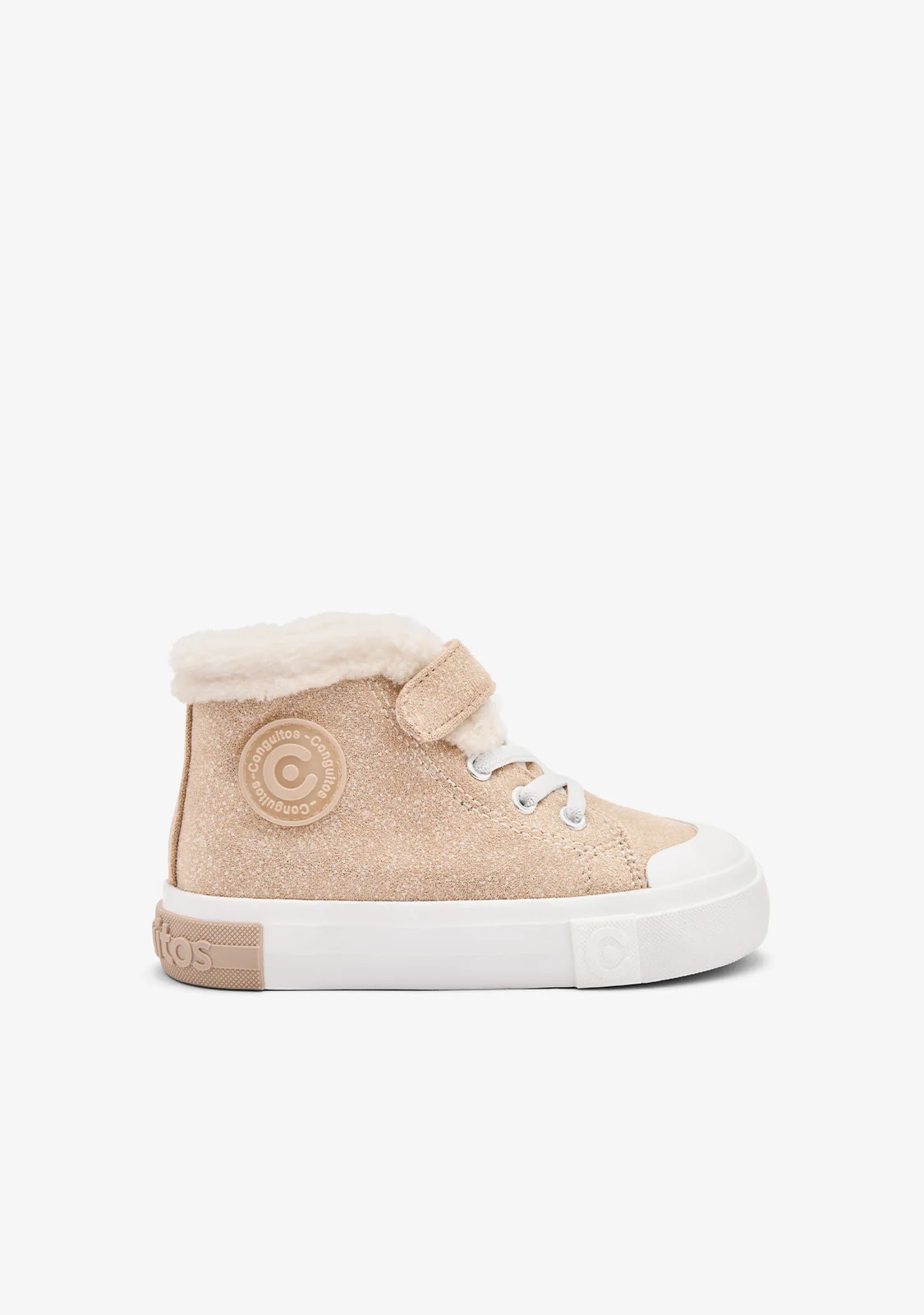 Gold Fur High Strap Sneakers