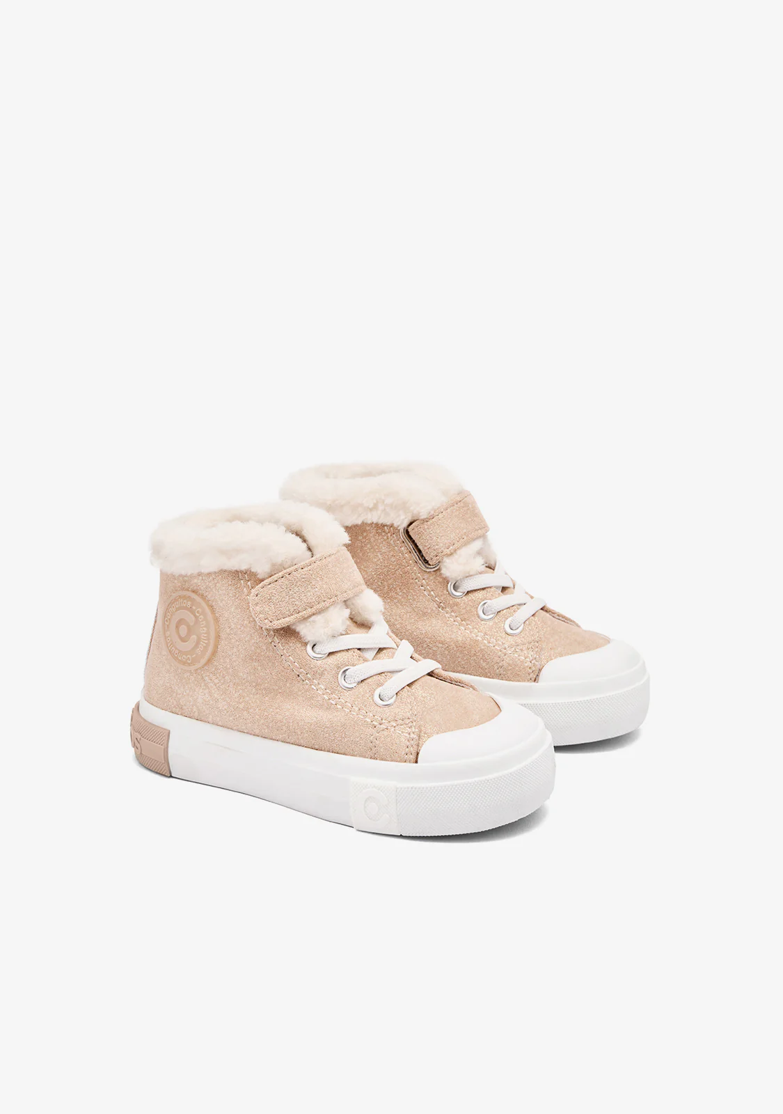 Gold Fur High Strap Sneakers - Image 2