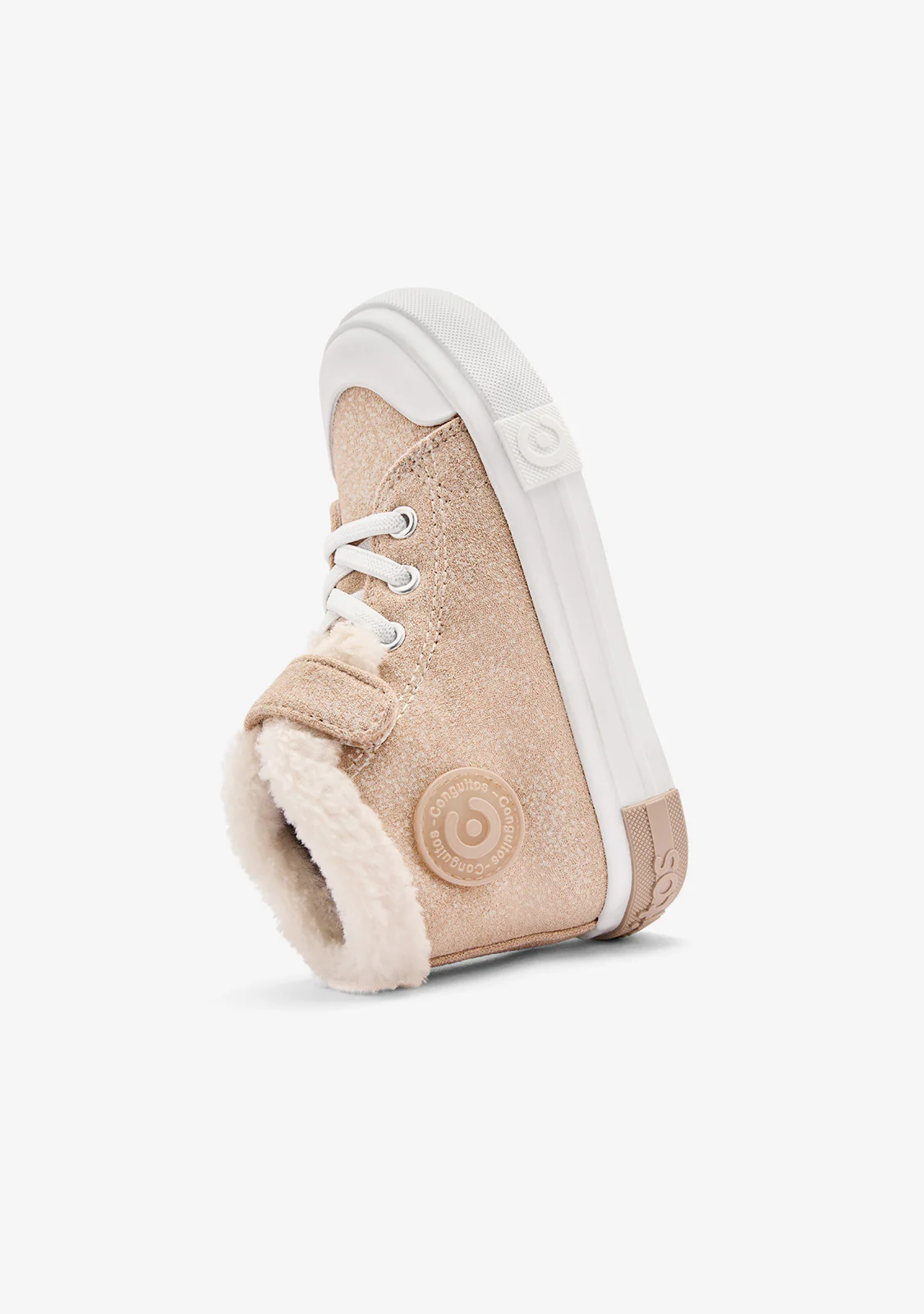 Gold Fur High Strap Sneakers - Image 3