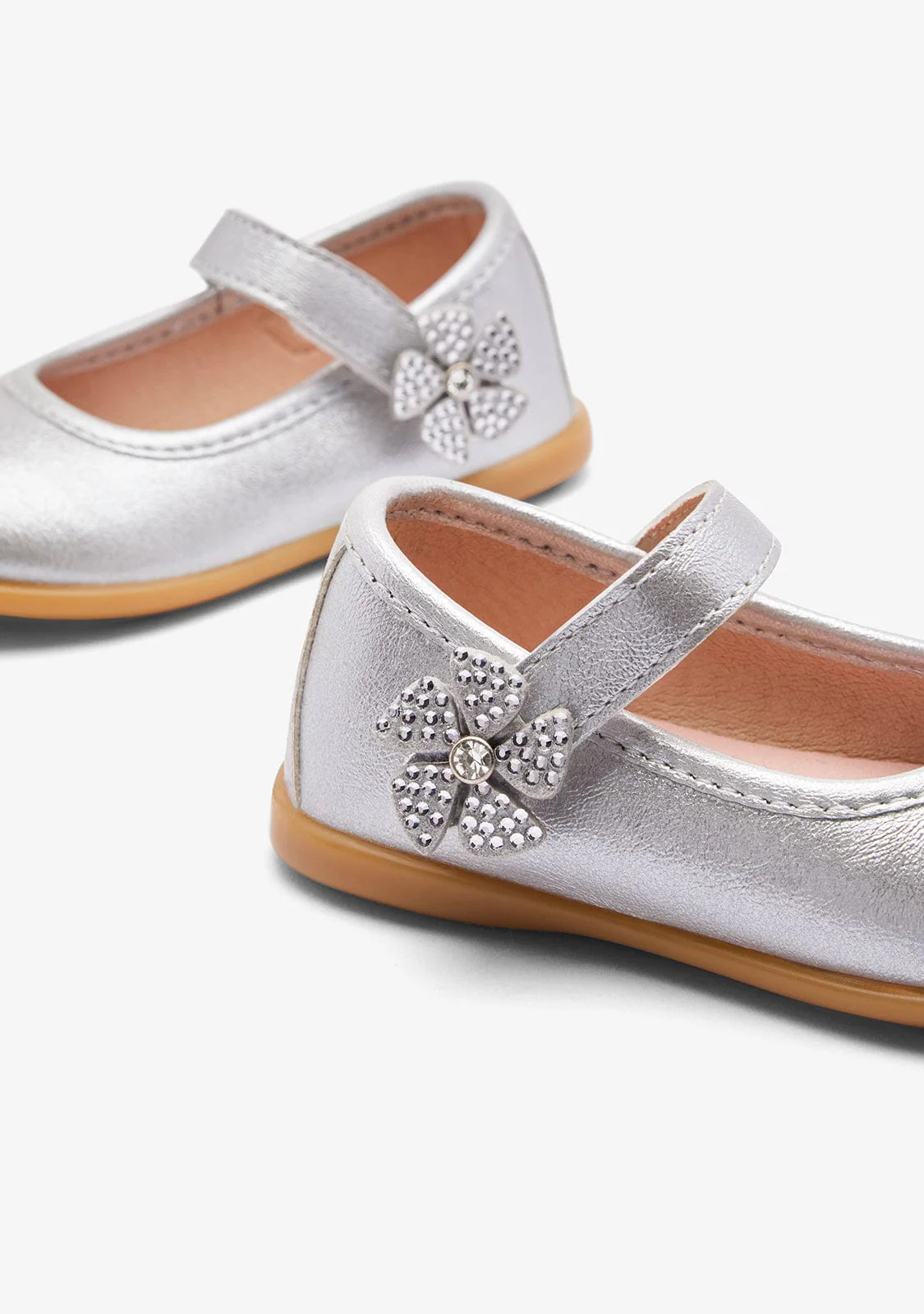 Silver Flower Strap Ballerinas - Image 3