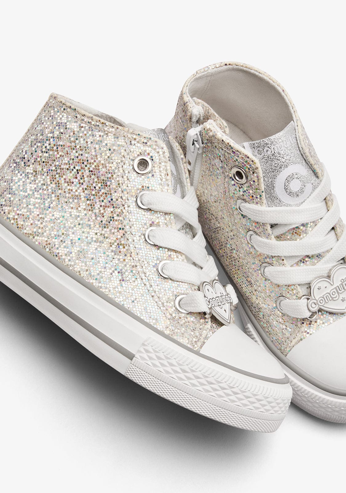 Silver Glitter High Sneakers - Image 3