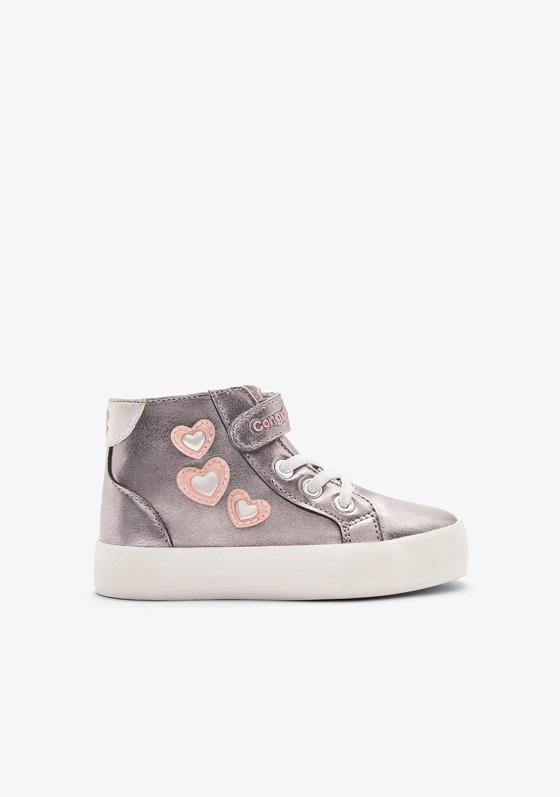 Silver Hearts High Strap Sneakers