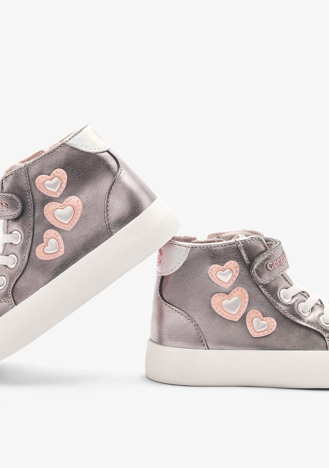 Silver Hearts High Strap Sneakers - Image 4