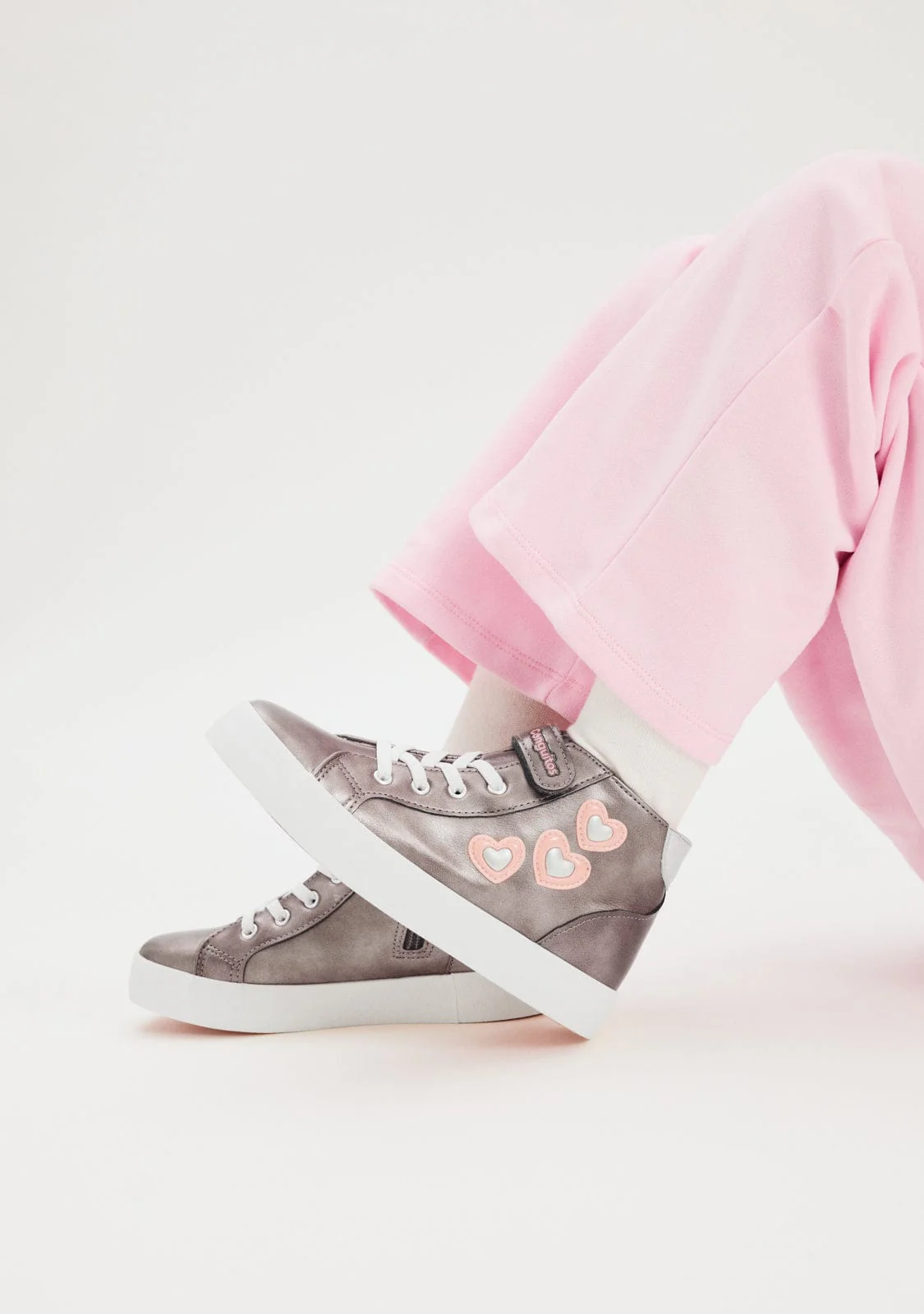 Silver Hearts High Strap Sneakers - Image 5