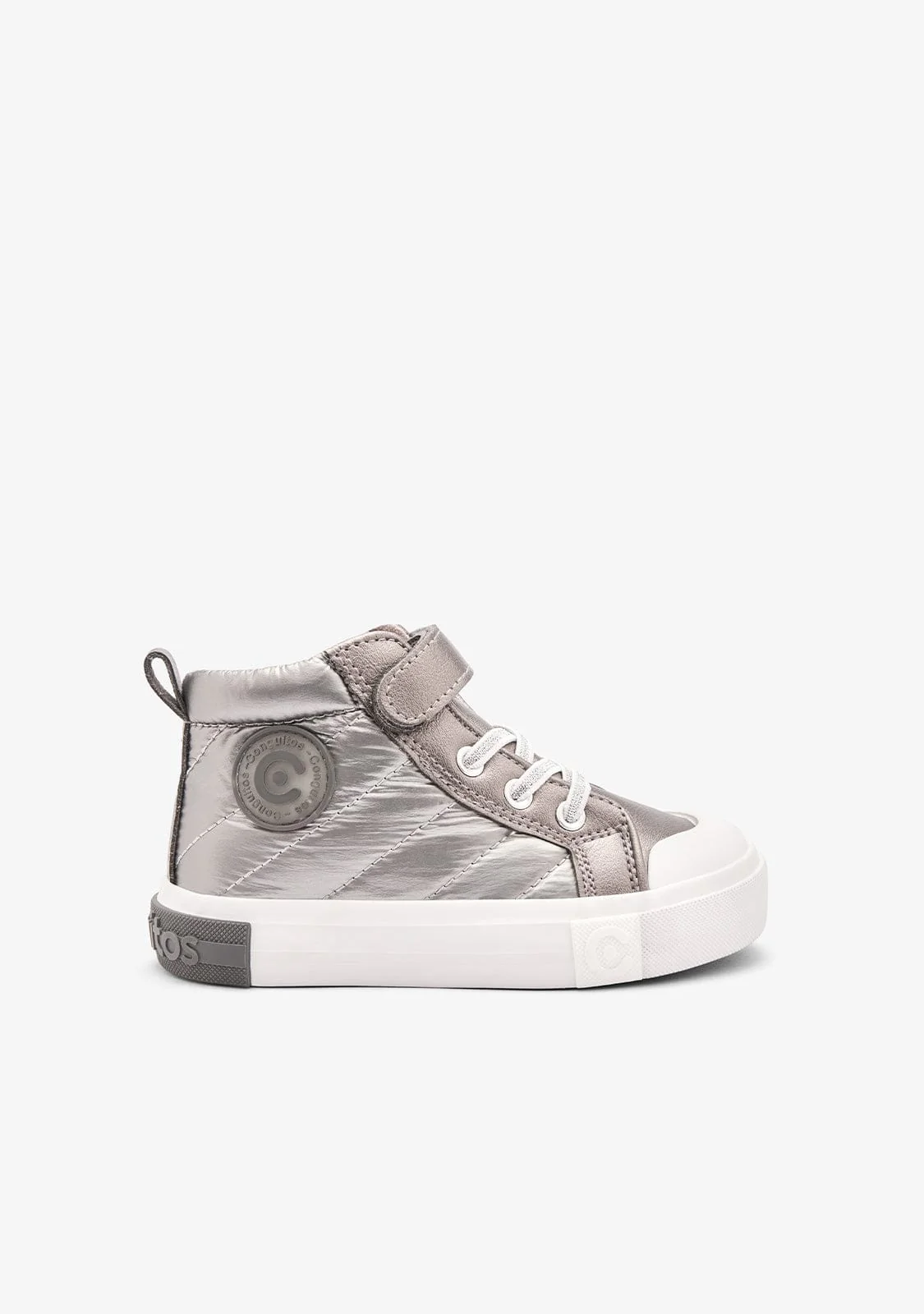 Silver High Strap Sneakers