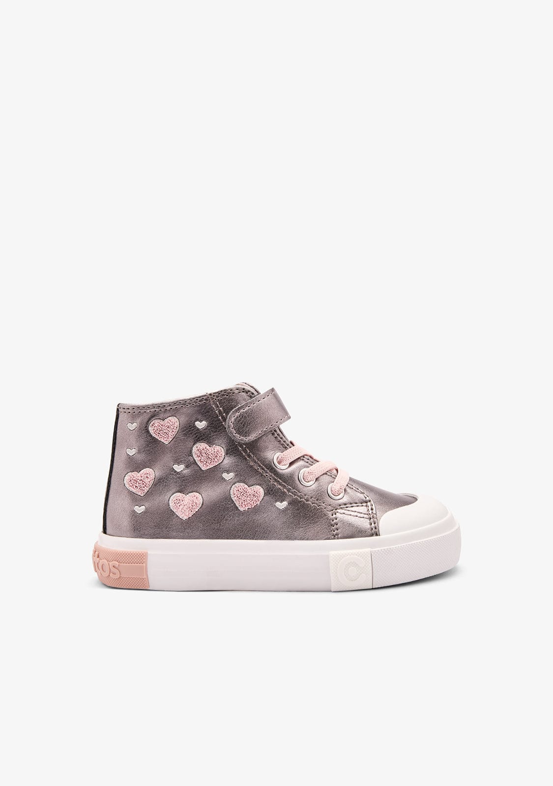 Silver / Pink Hearts High Sneakers