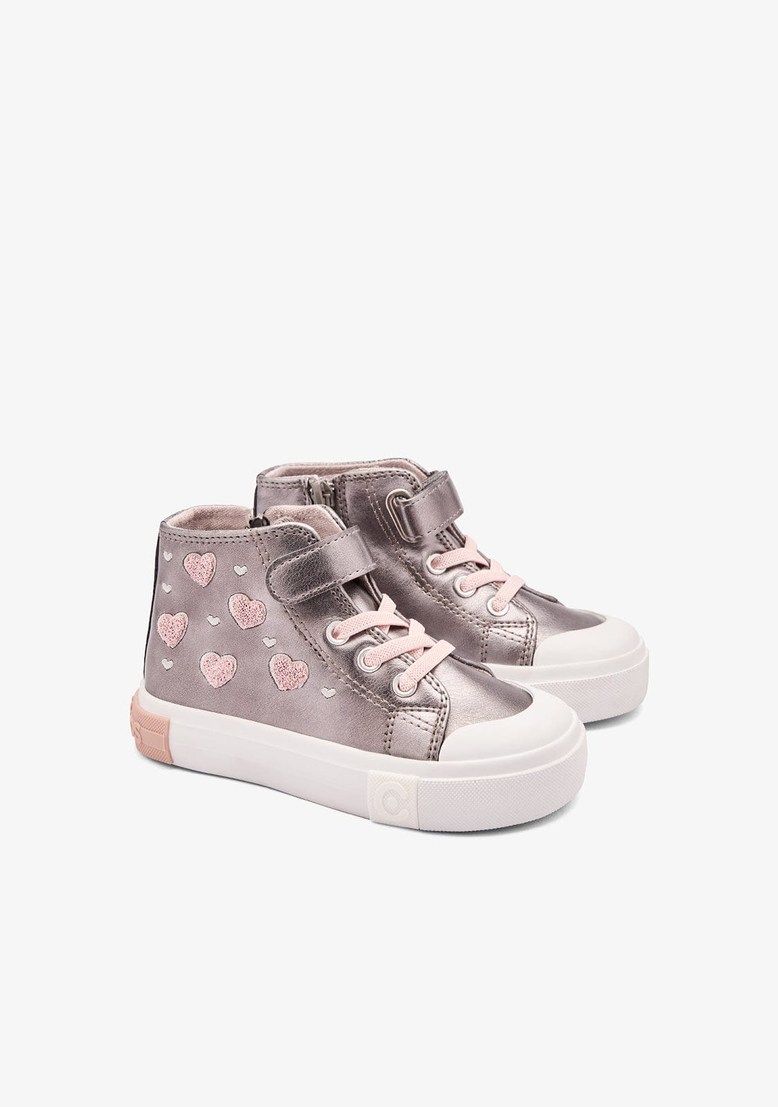 Silver / Pink Hearts High Sneakers - Image 2