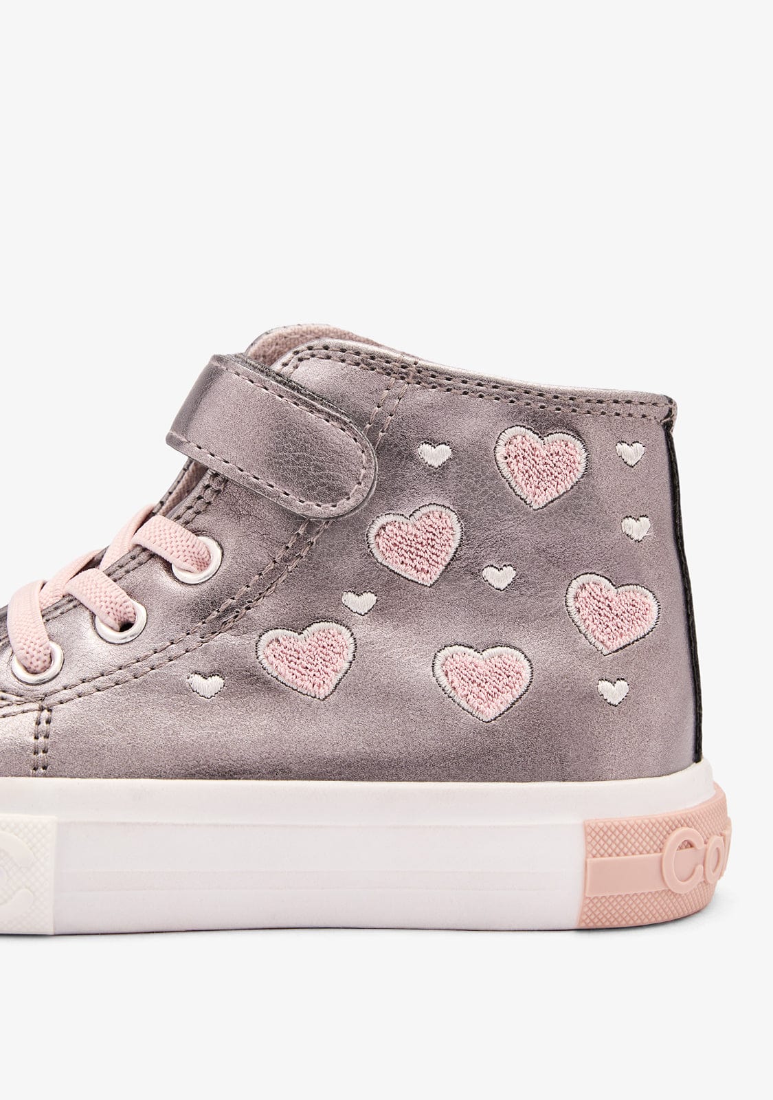 Silver / Pink Hearts High Sneakers - Image 3