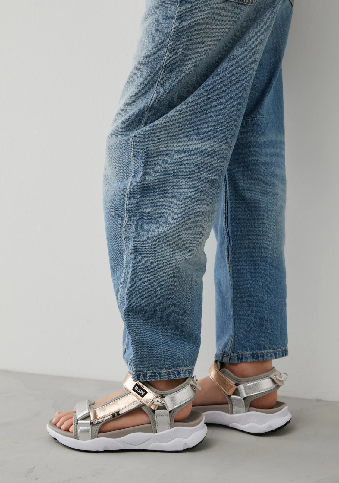 Silver Shine Strip Sandals - Image 3
