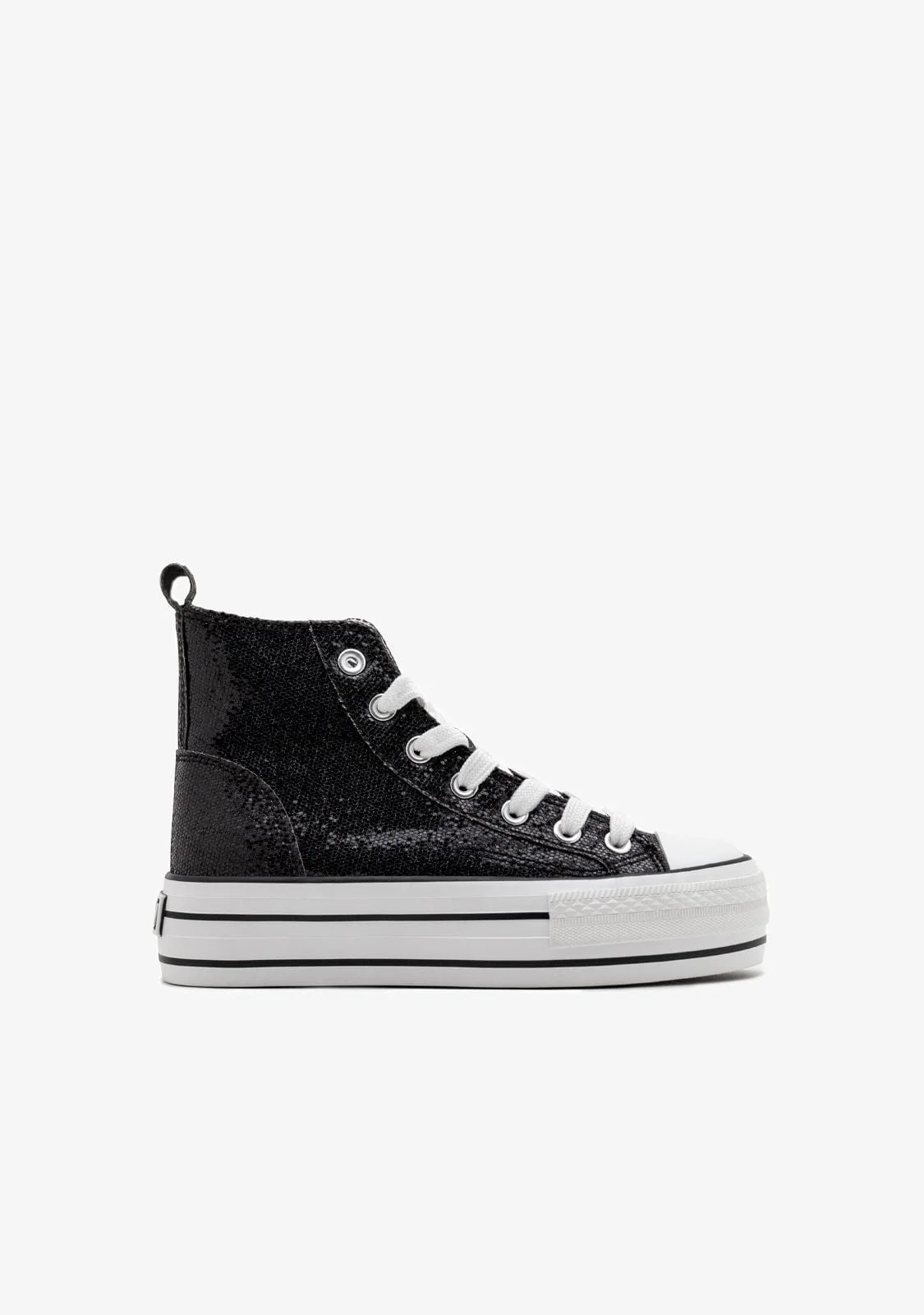 Black Glitter High Top Sneakers B&W
