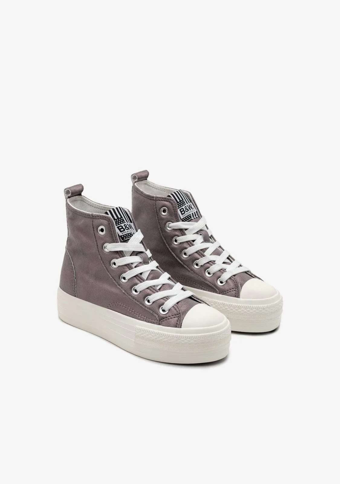 Pewter Shinny High Top Sneakers B&W - Image 2