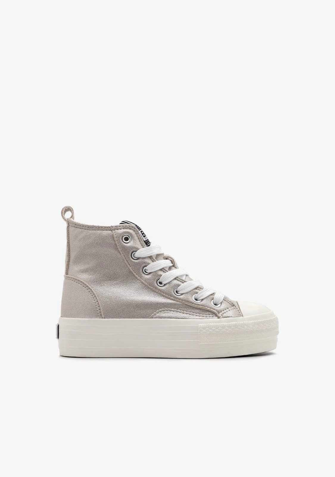 Silver Shinny High Top Sneakers B&W