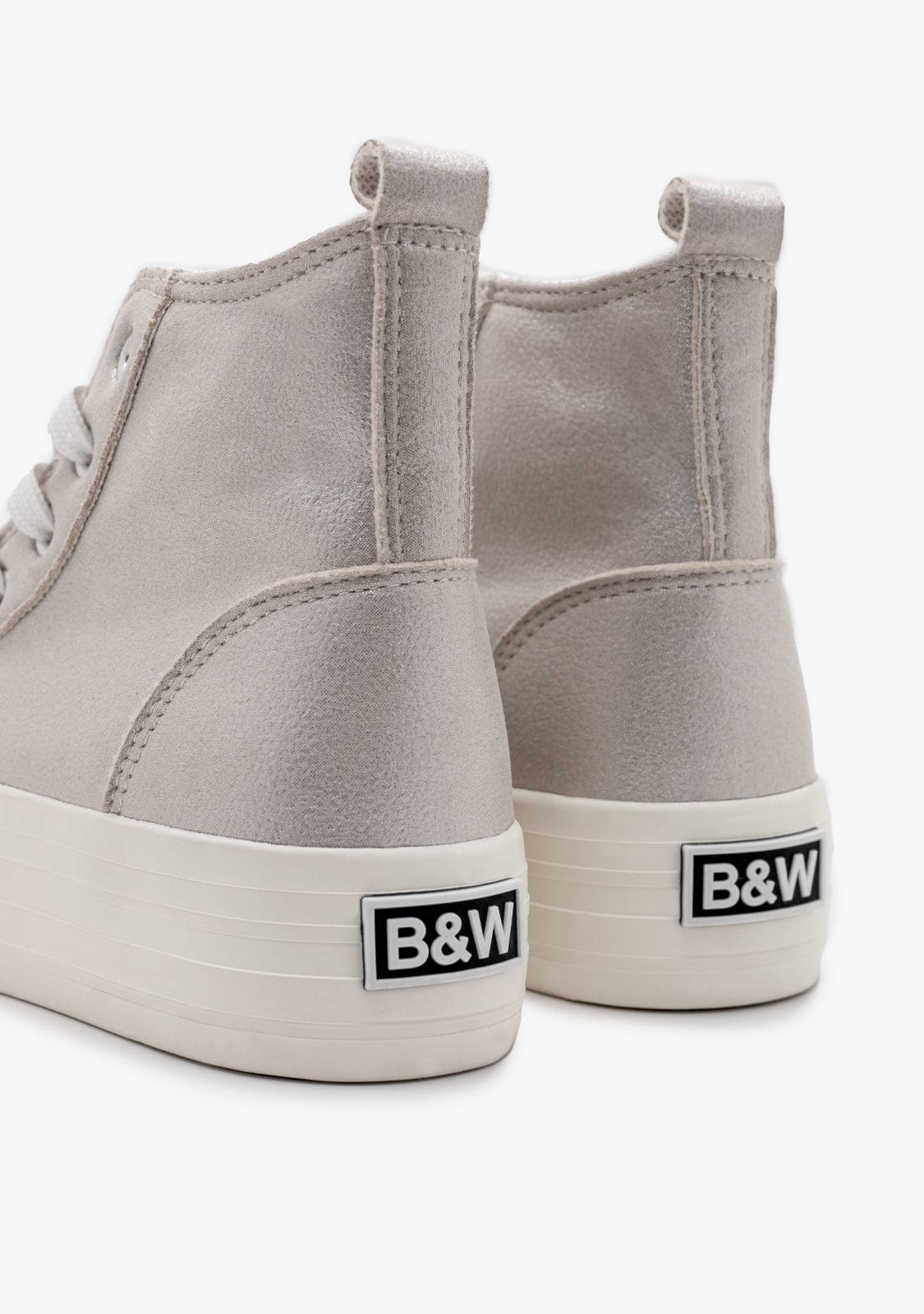 Silver Shinny High Top Sneakers B&W - Image 3