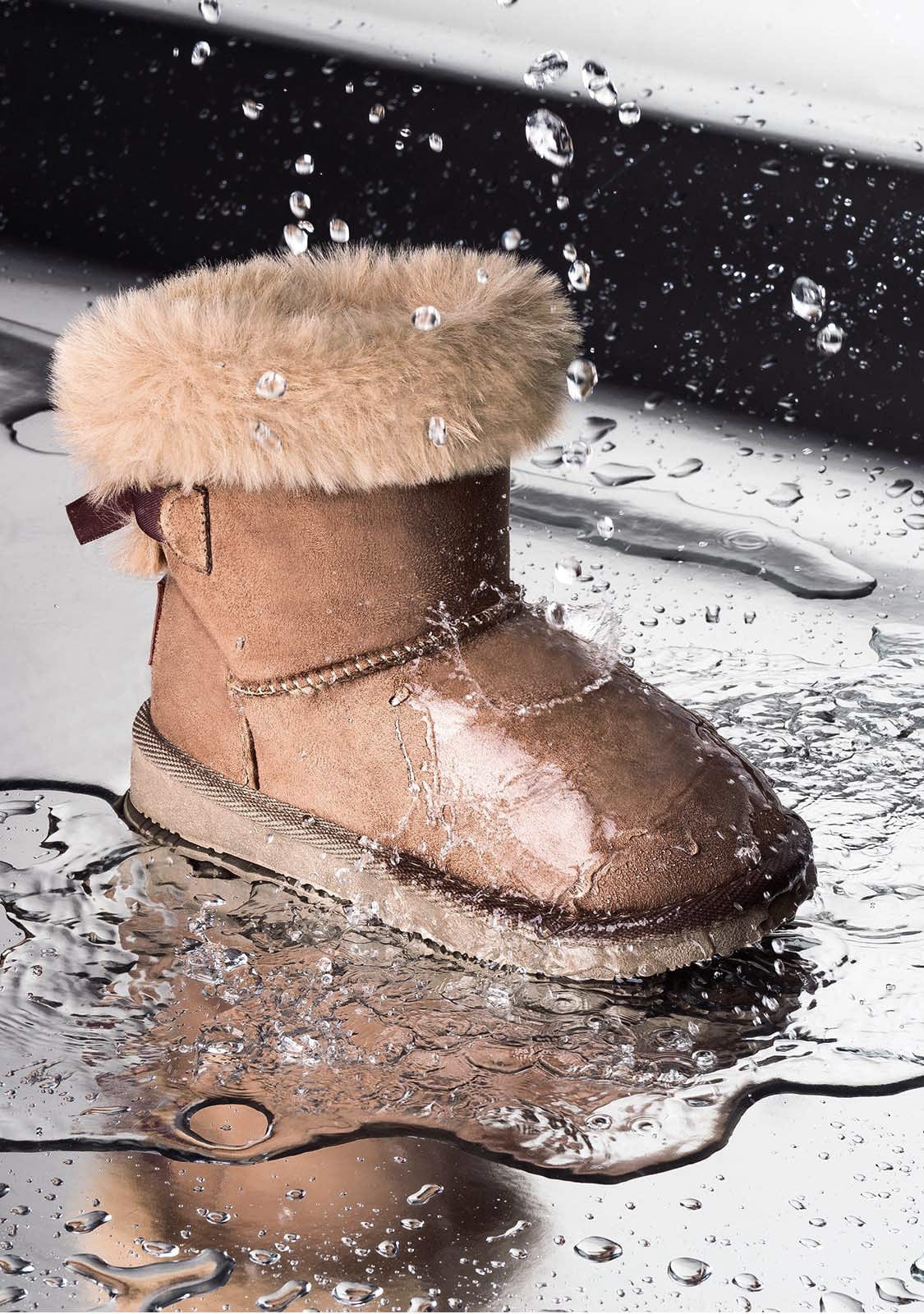 Taupe Bow Fur Australian Boots Water Repellent B&W - Image 6