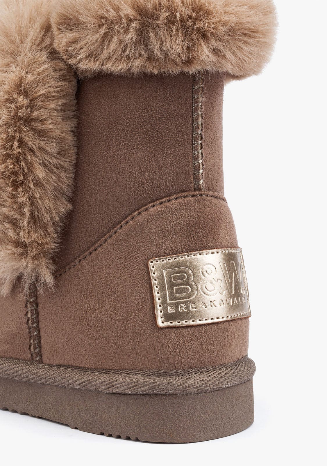Taupe Fur Australian Boots B&W - Image 2