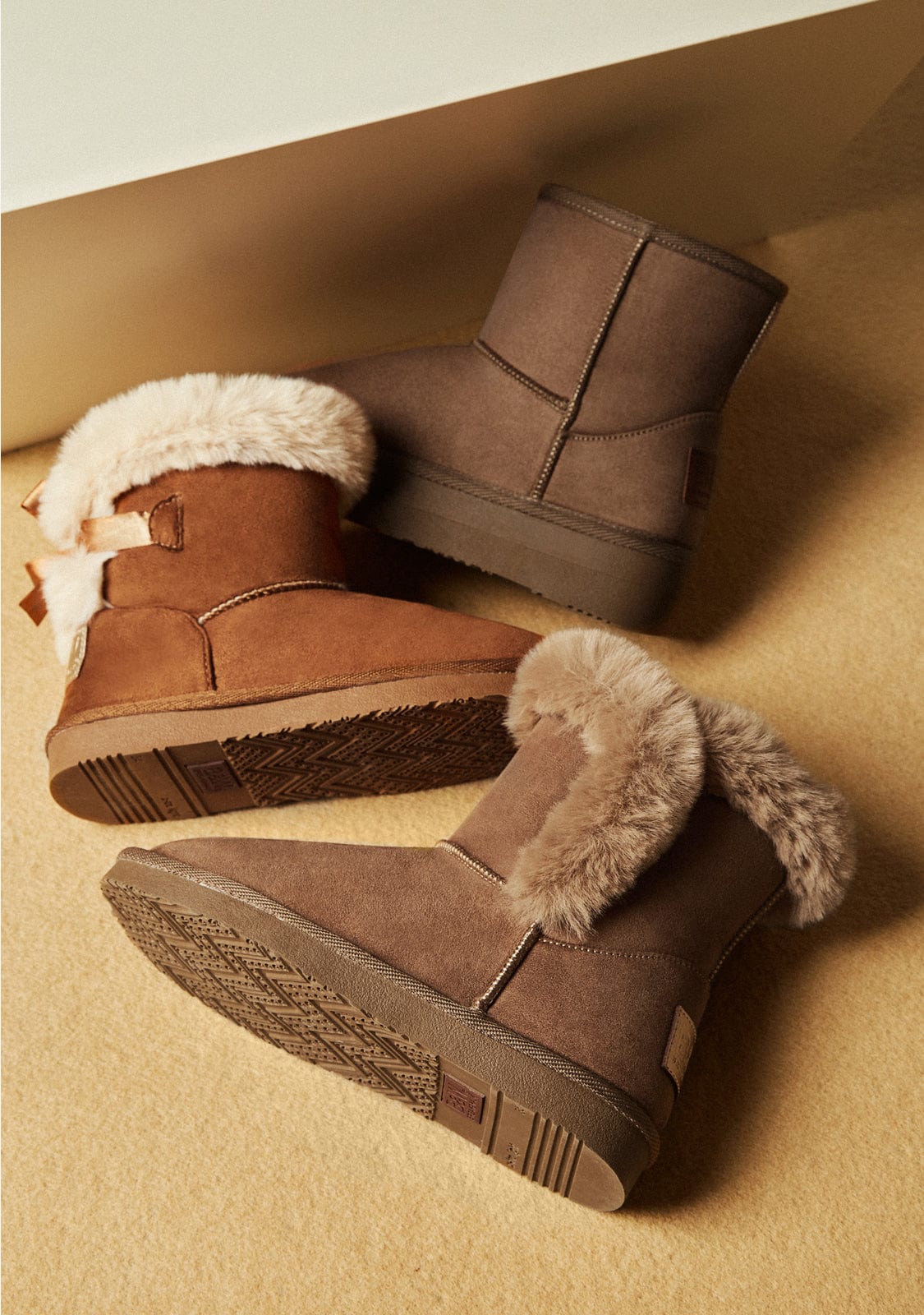 Taupe Fur Australian Boots B&W - Image 5