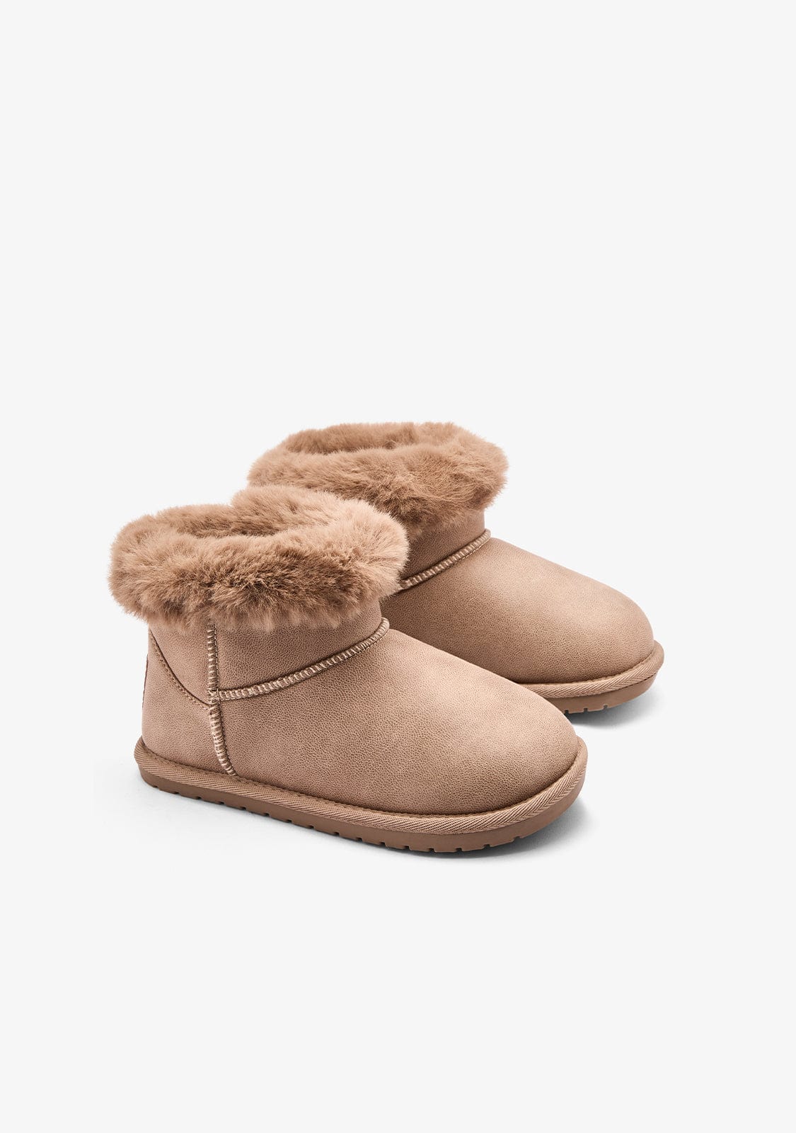 Taupe Barefoot Low Fur Australian Boot B&W - Image 2